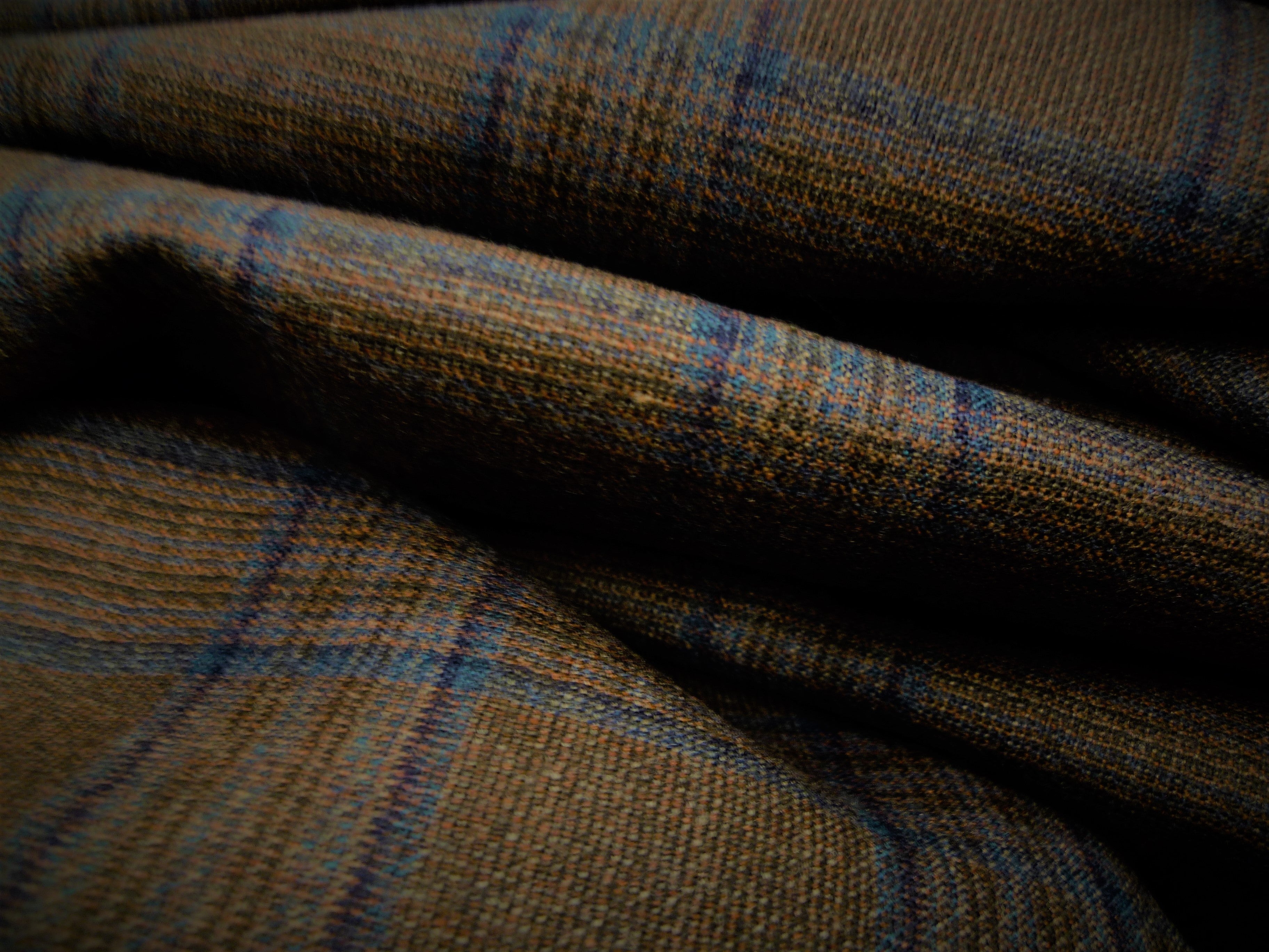 Multicolour Check Worsted Wool Suiting