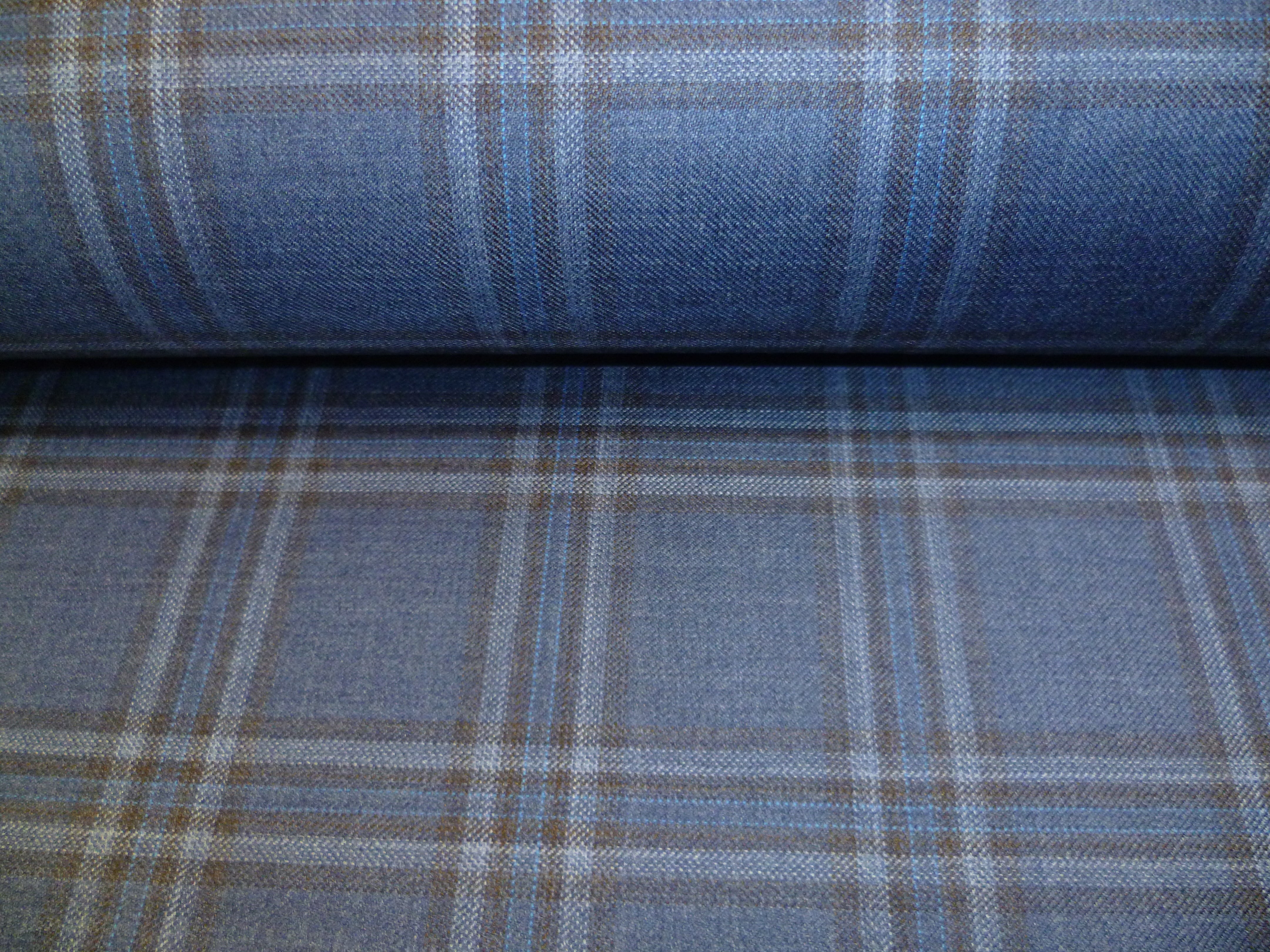 Multicolour Check Worsted Wool Suiting