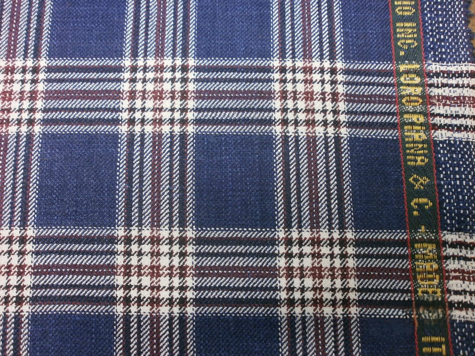 Multicolour Plaid Wool Linen Silk Blazer Suiting