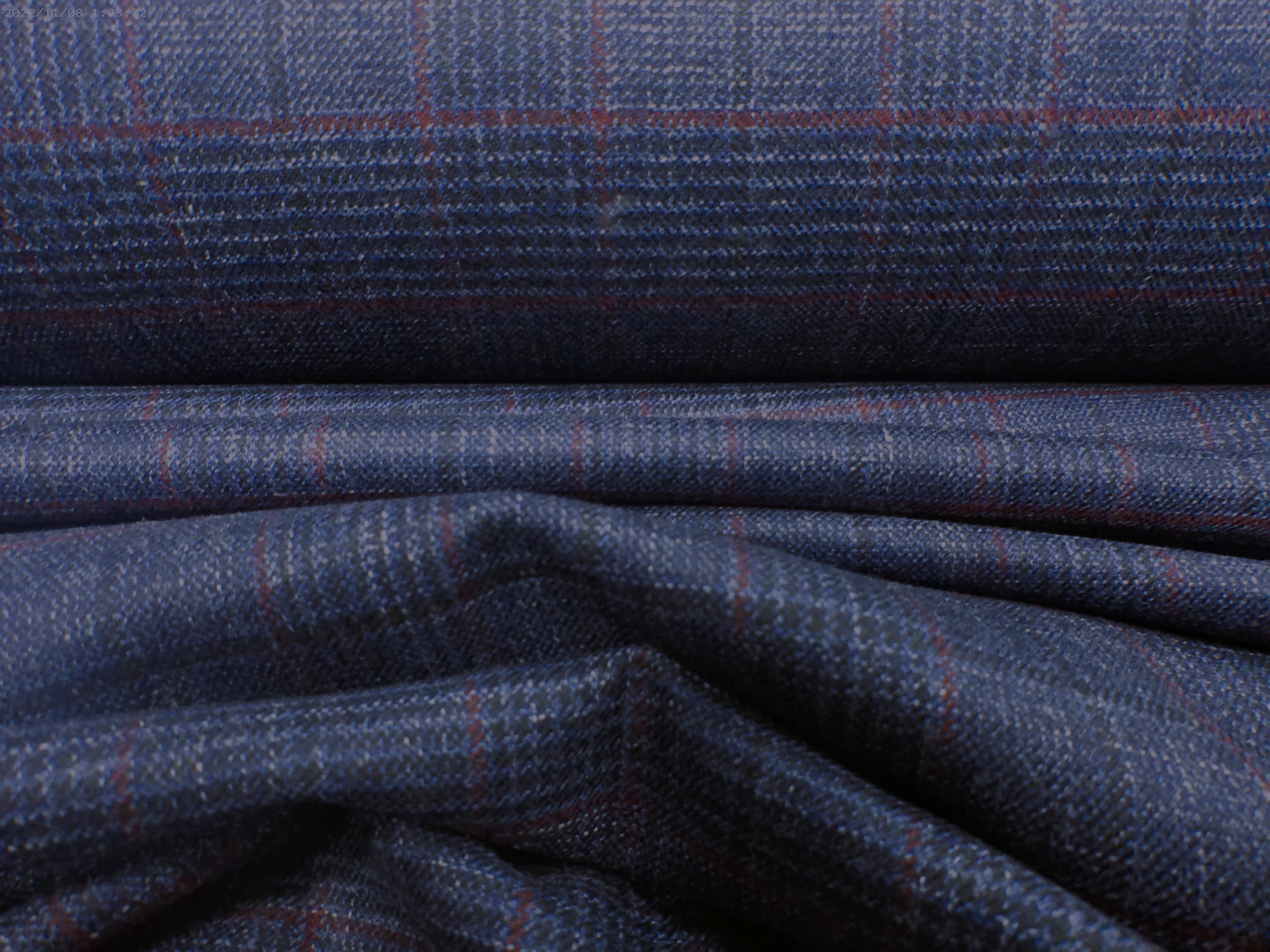 Navy Red Check Cashmere Wool Blazer