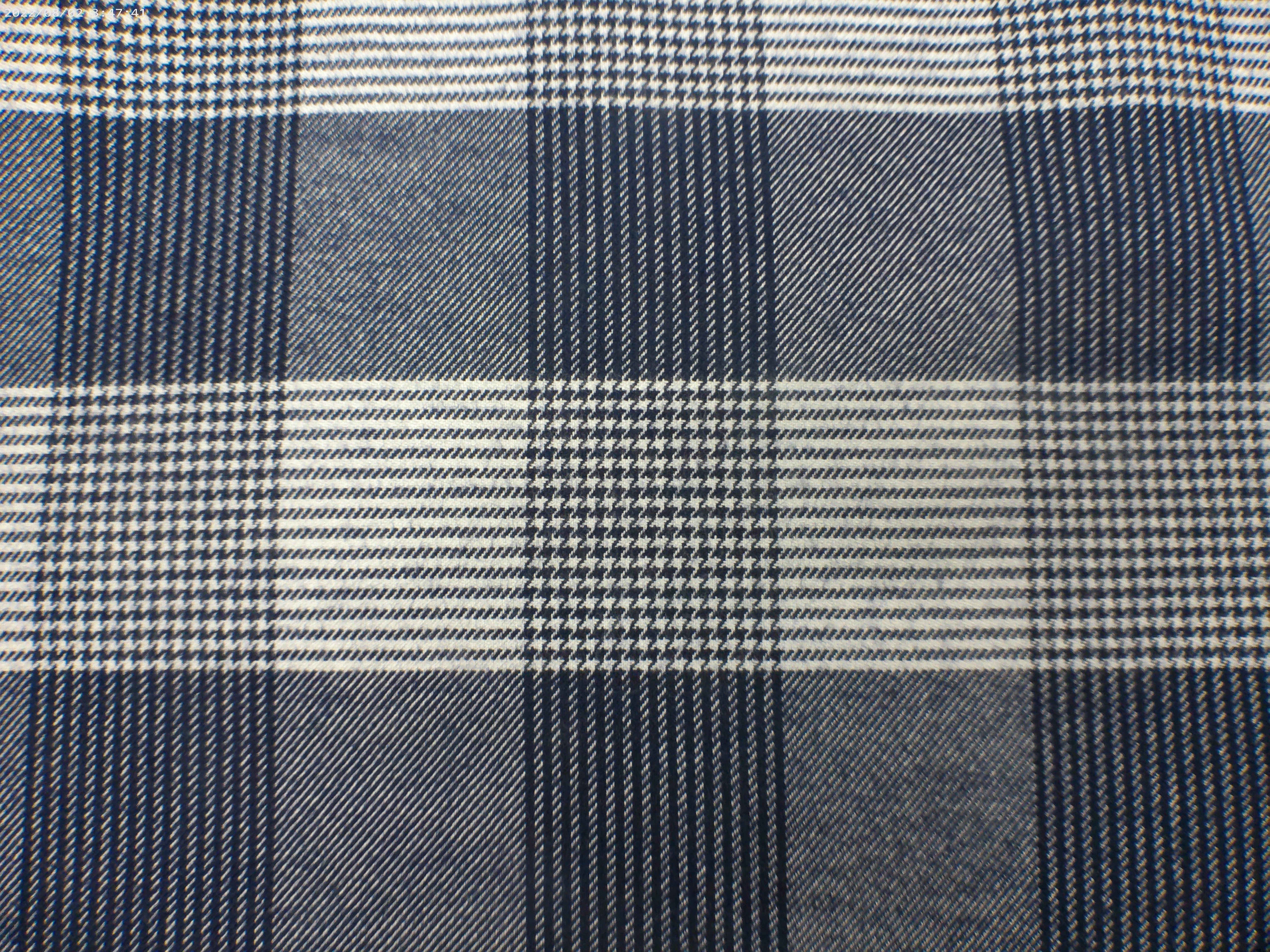 Navy White Check Cashmere Cotton Shirting