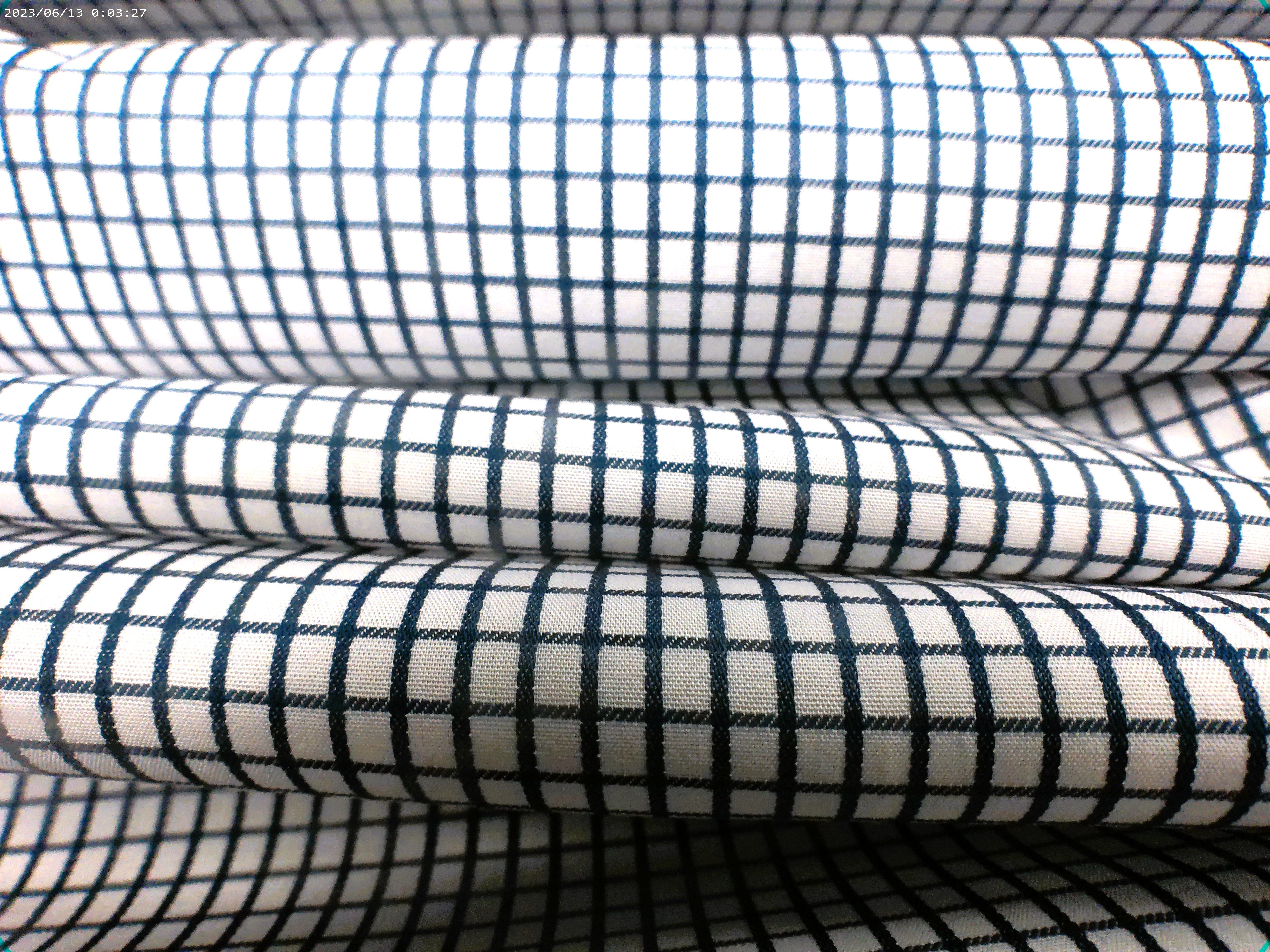 Navy White Check Cotton Shirting