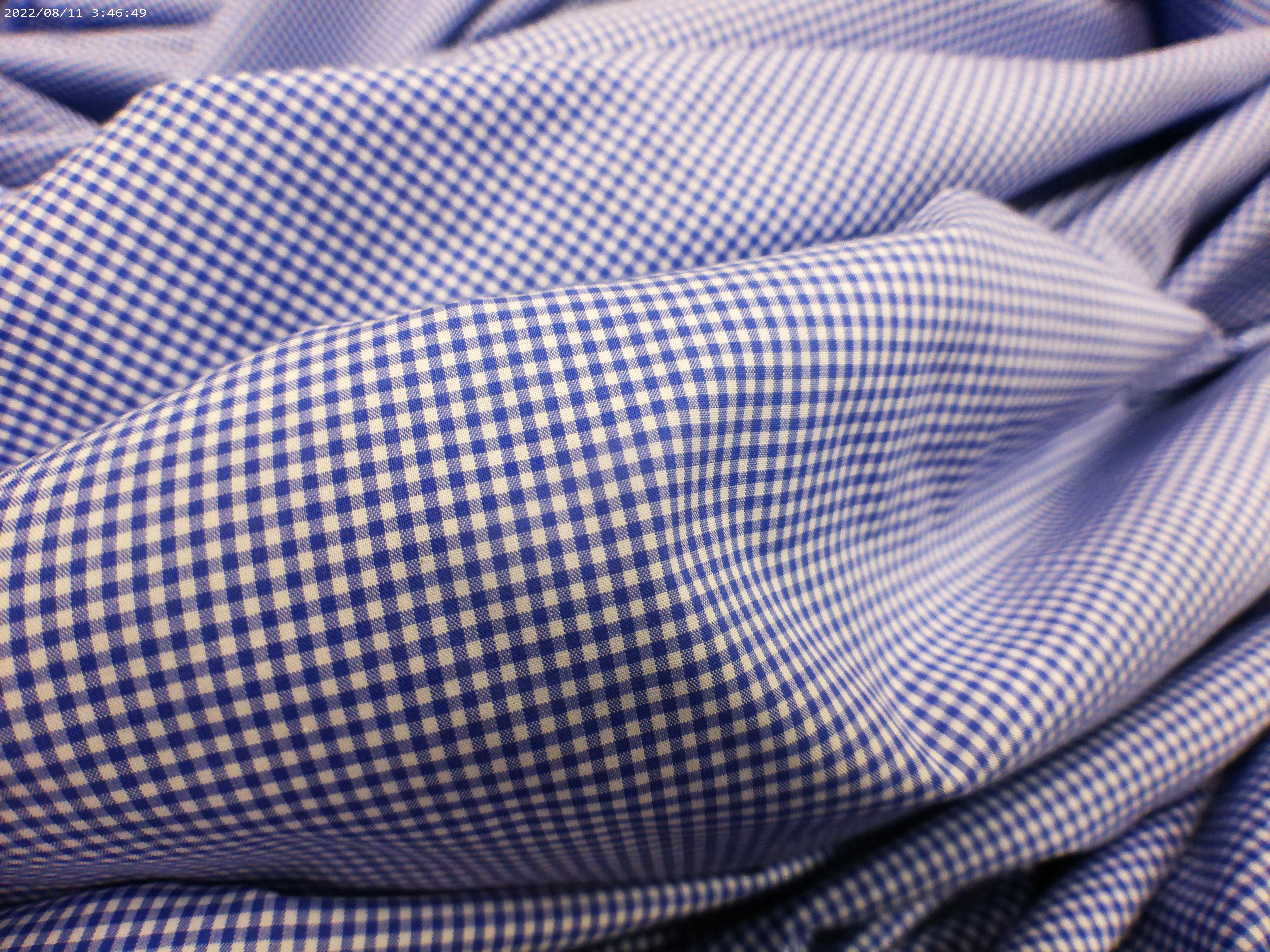 Navy White Micro Check Cotton Shirting