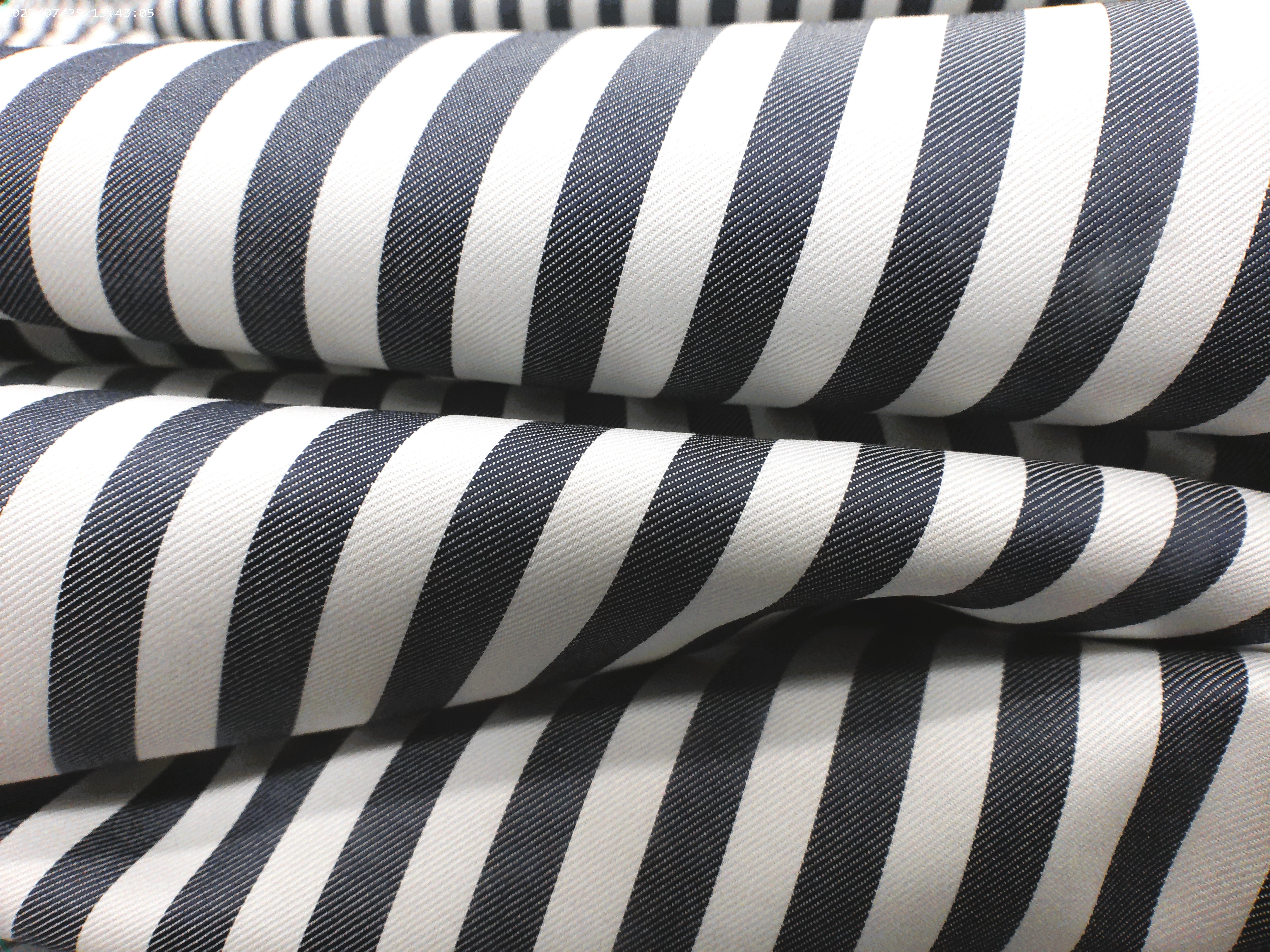 Navy White Stripe Cotton Dresses Shirting