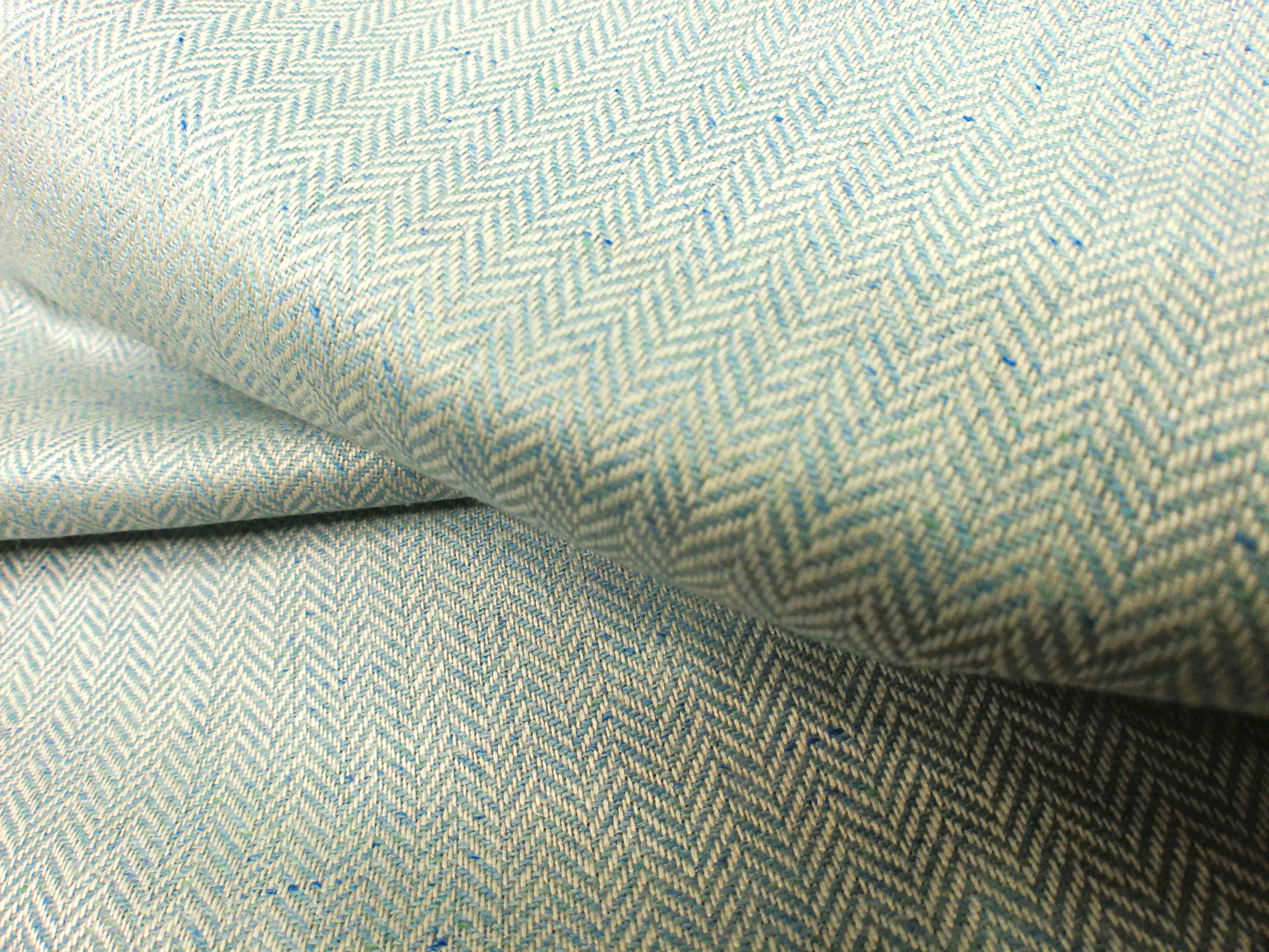Ocean Blue Cream Herringbone Silk Bamboo Blazer