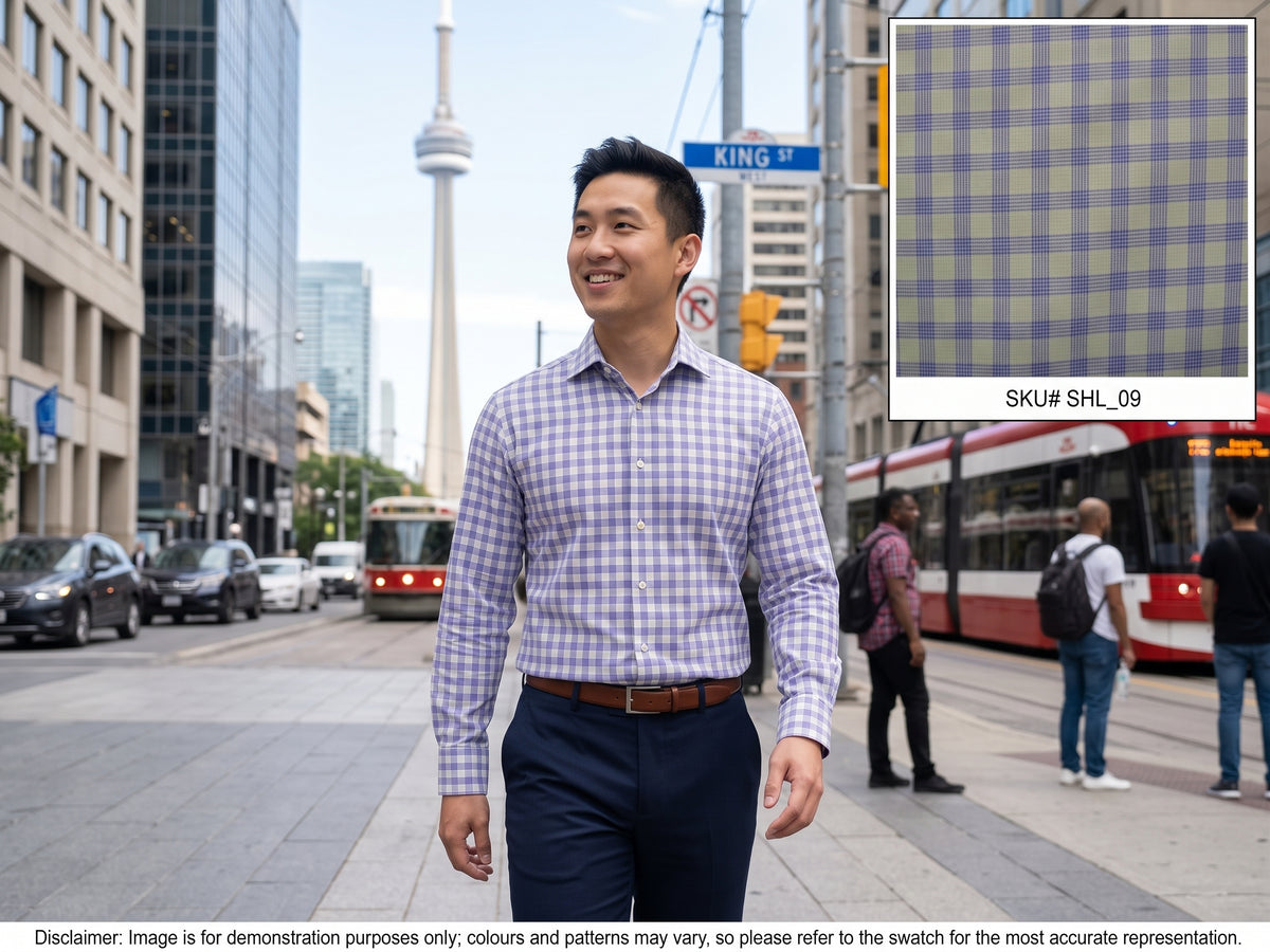 Blue Green Check Egyptian Cotton Shirting