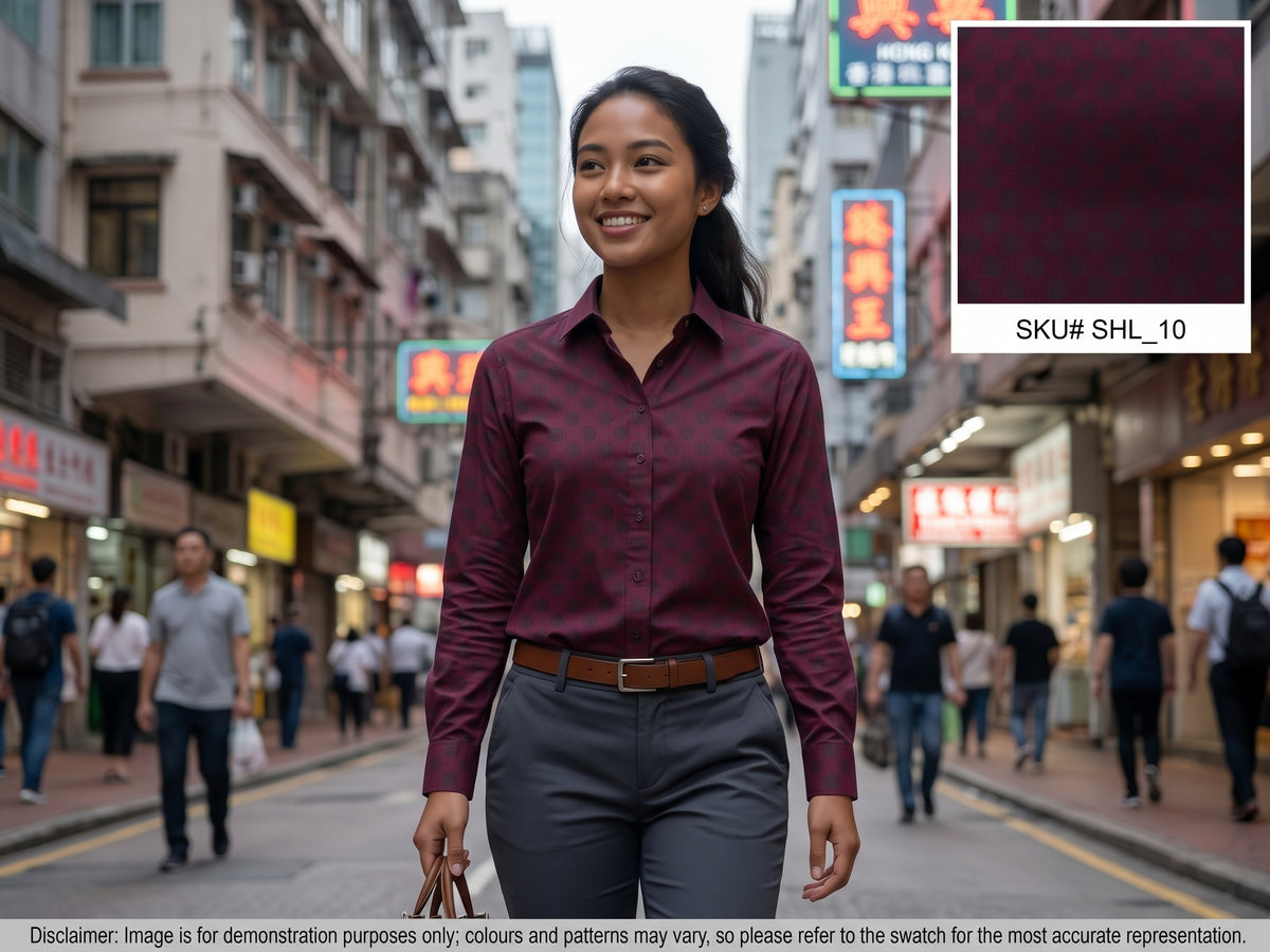 Purple Black Floral Cotton Shirting