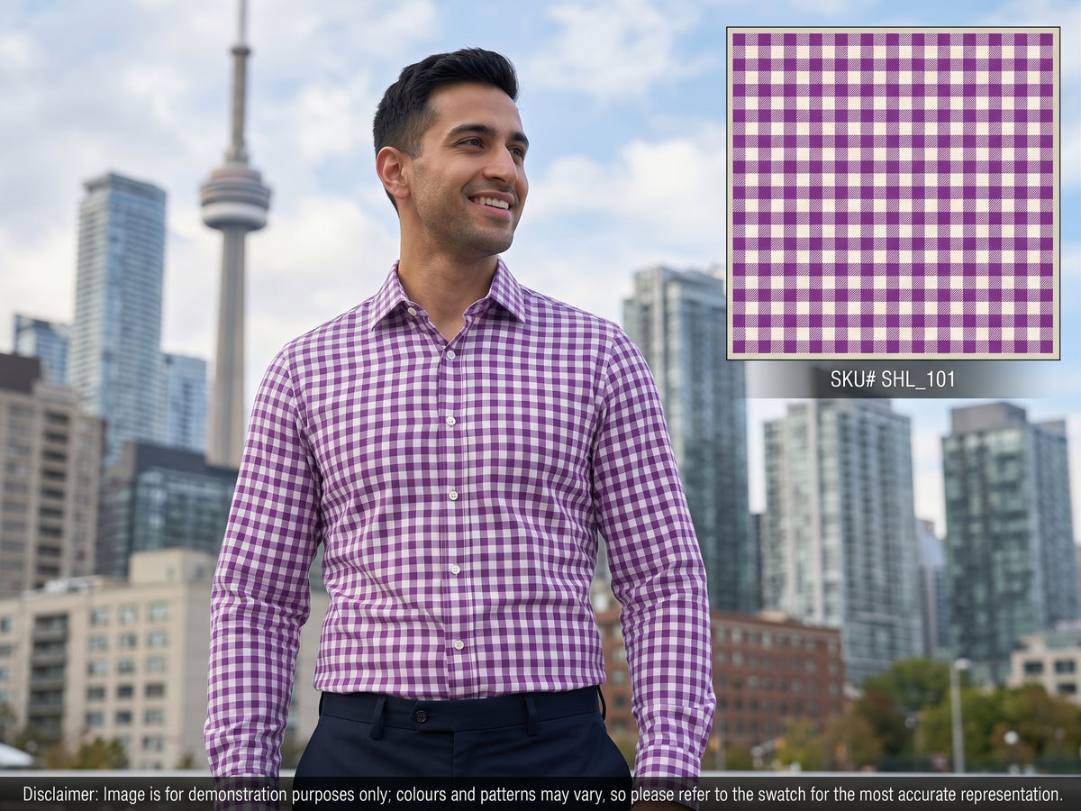 White Pink Check Cotton Cashmere Dresses Shirting