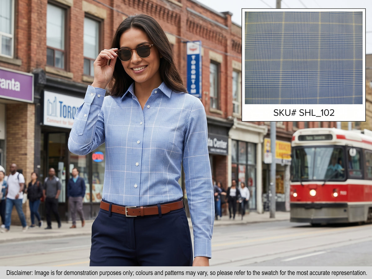 Blue White Check Cotton Dresses Shirting