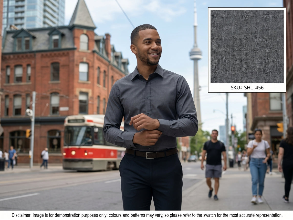 Blue Grey Birdseye Cotton Shirting