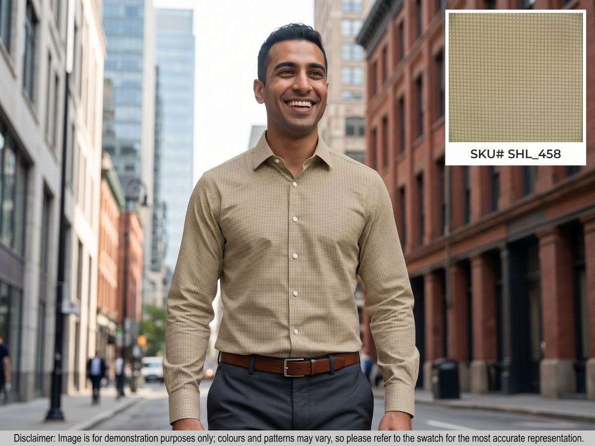 Beige Birdseye Cotton Shirting