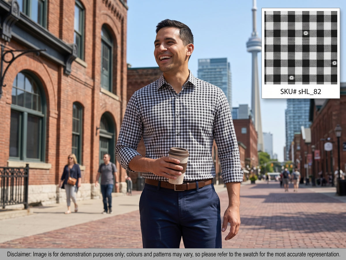 Black White Check Cotton Dresses Shirting