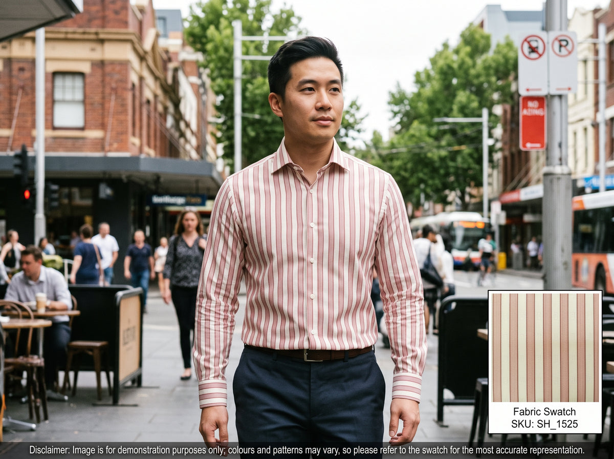 White Red Stripe Egyptian Cotton Shirting