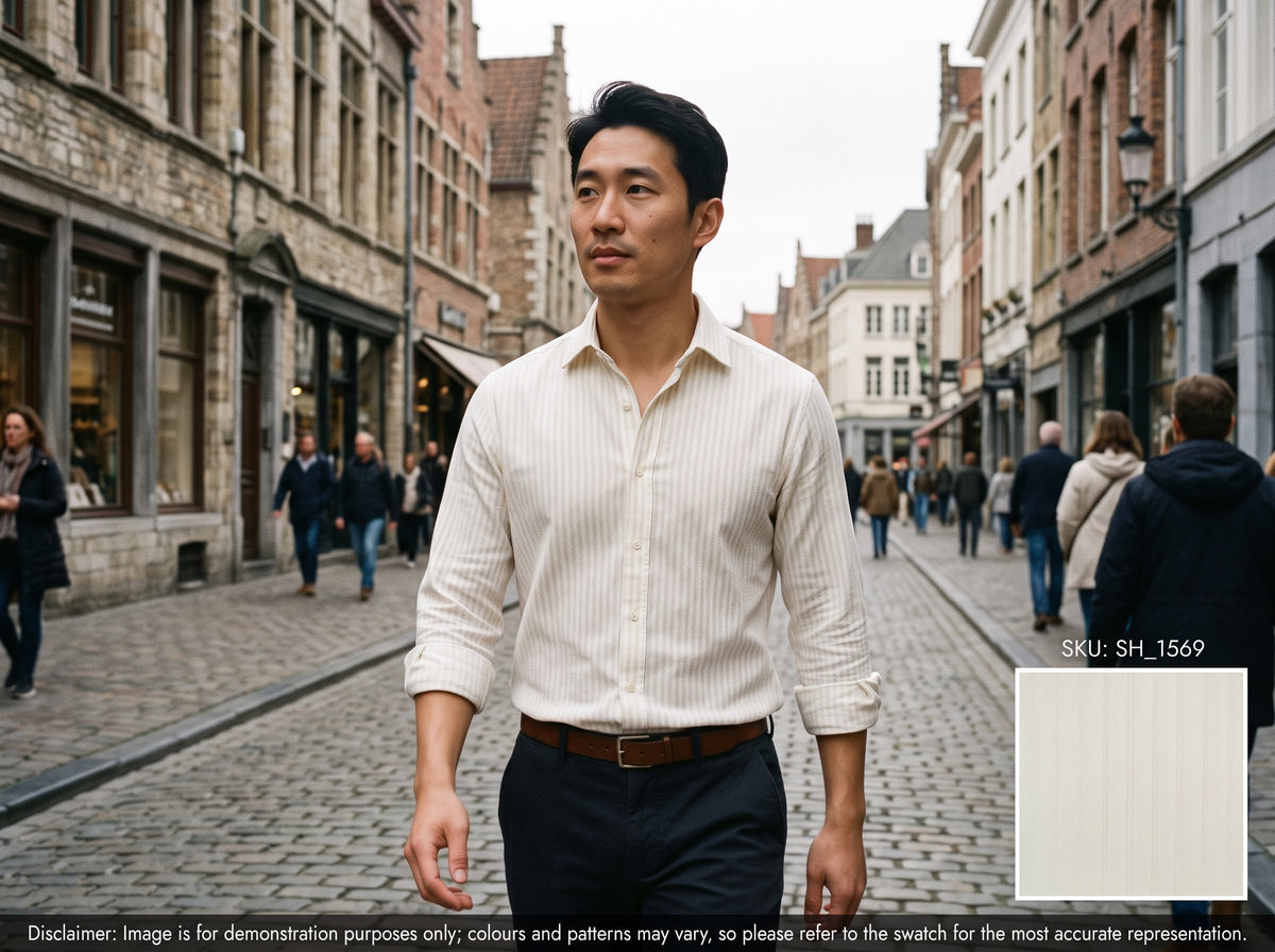 White Stripe Egyptian Cotton Shirting