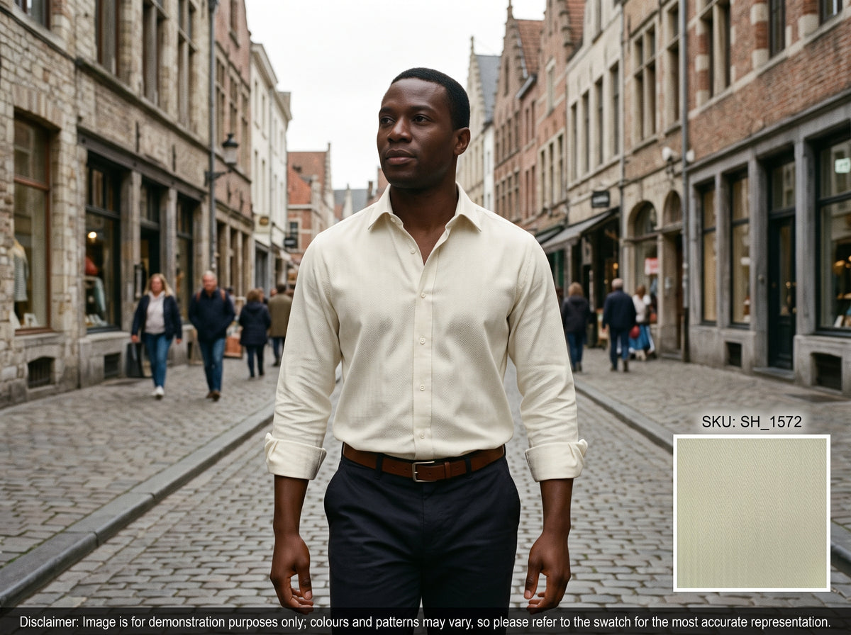 White Herringbone Cotton Shirting