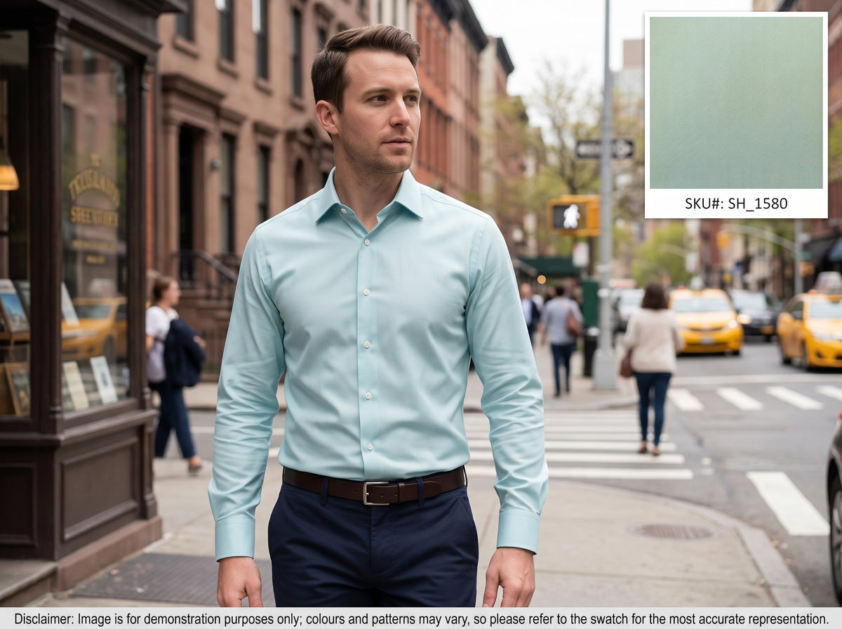 Baby Blue Plain Cotton Shirting