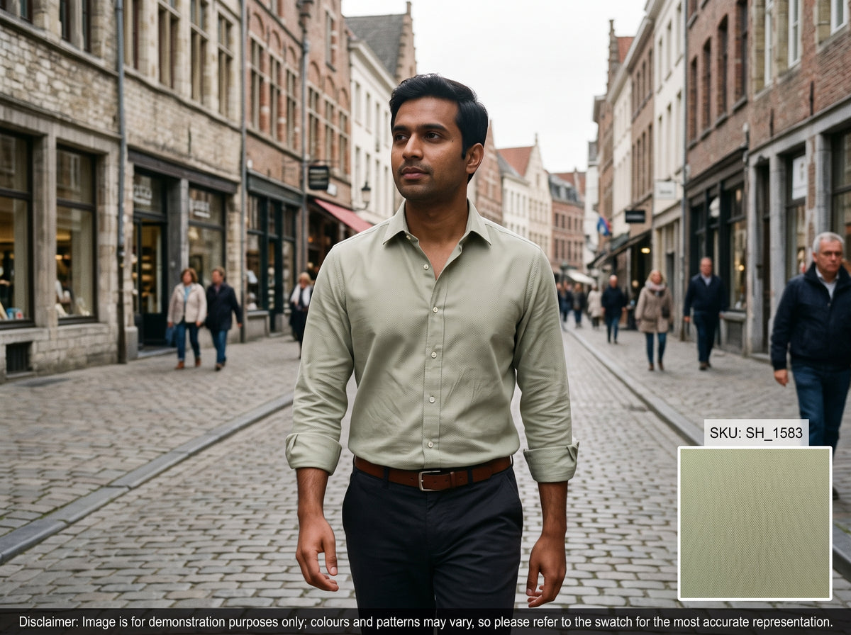 Beige Plain Cotton Shirting