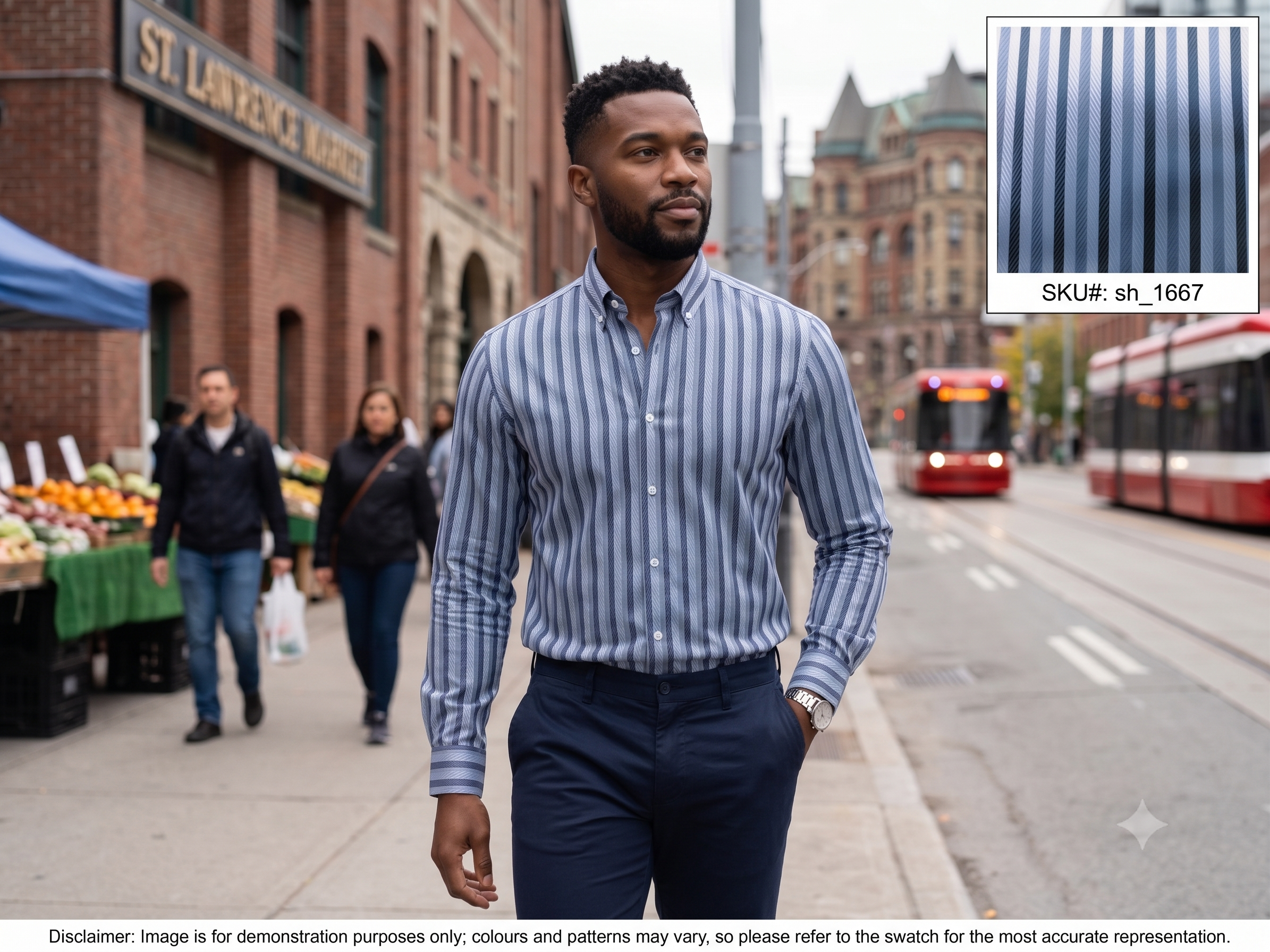 Blue Stripe Egyptian Cotton Shirting