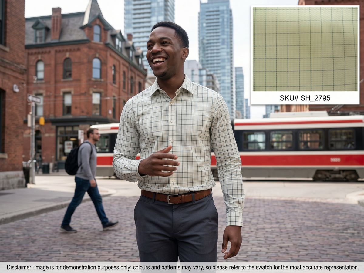 Green Check Egyptian Cotton Shirting