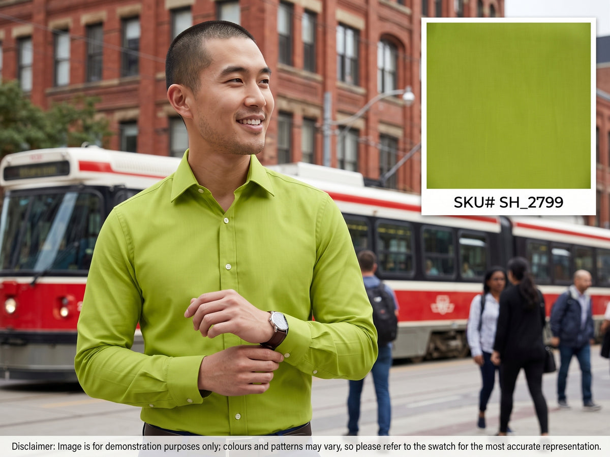 Chartreuse Green Plain Cotton Shirting