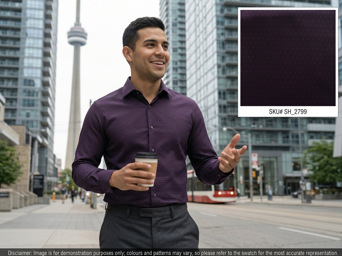 Purple Tone Pin Dot Cotton Shirting