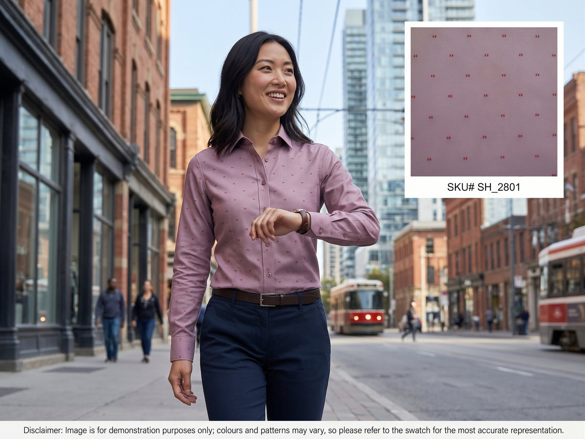 Red Pink Pin Dot Cotton Dresses Shirting