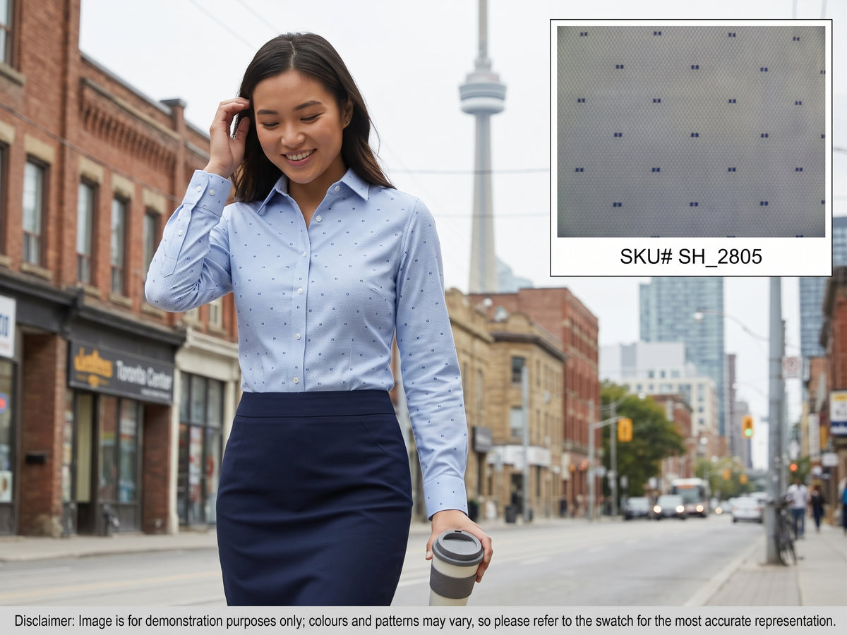 Blue Navy Pin Dot Cotton Shirting