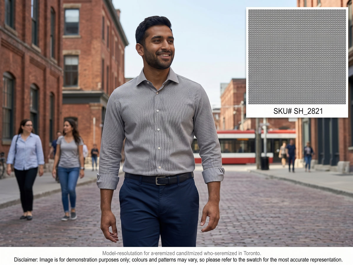 Blue Grey Birdseye Cotton Shirting