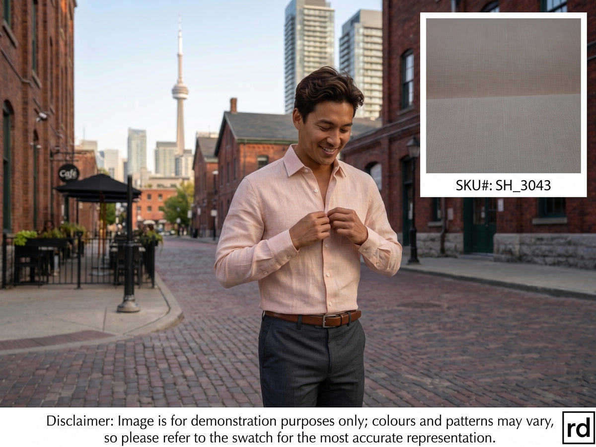 Baby Pink Plain Linen Shirting