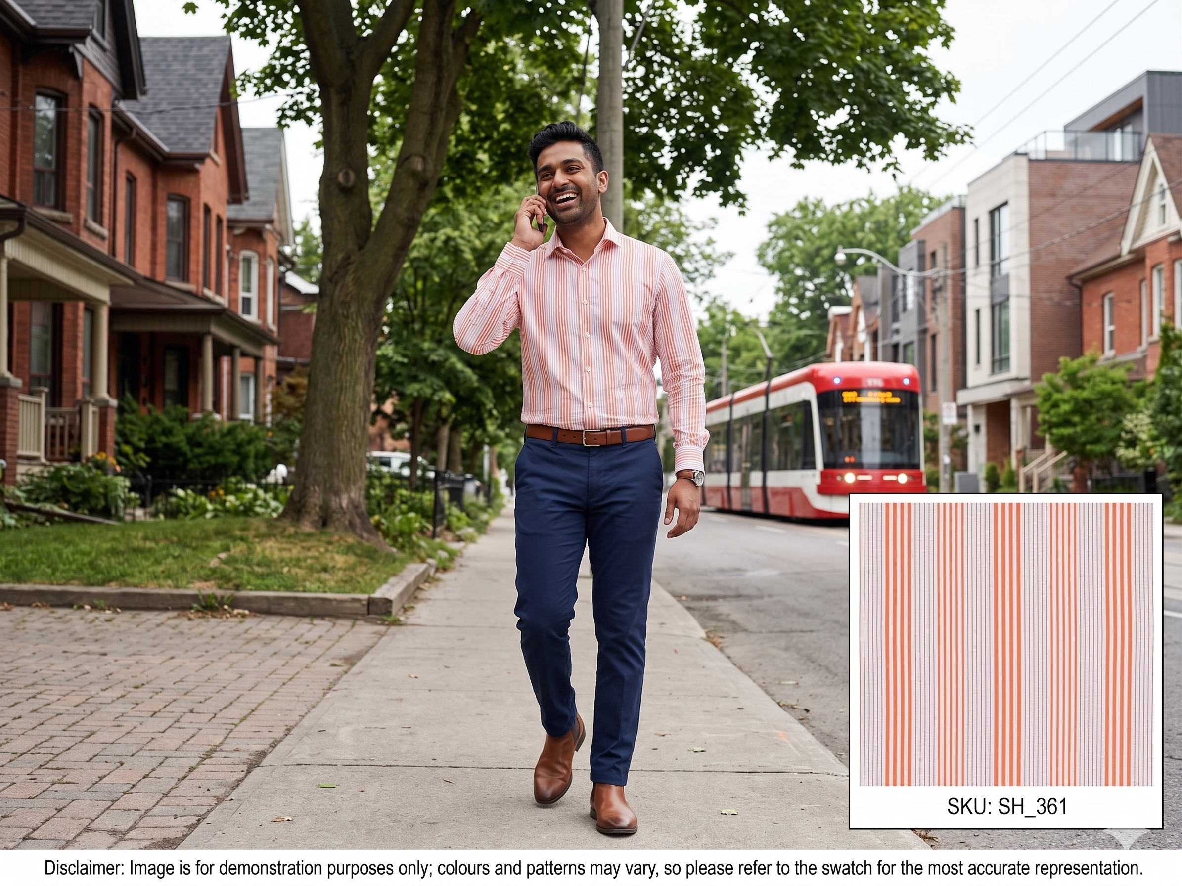 Orange, Burnt Orange, and White Striped Cotton