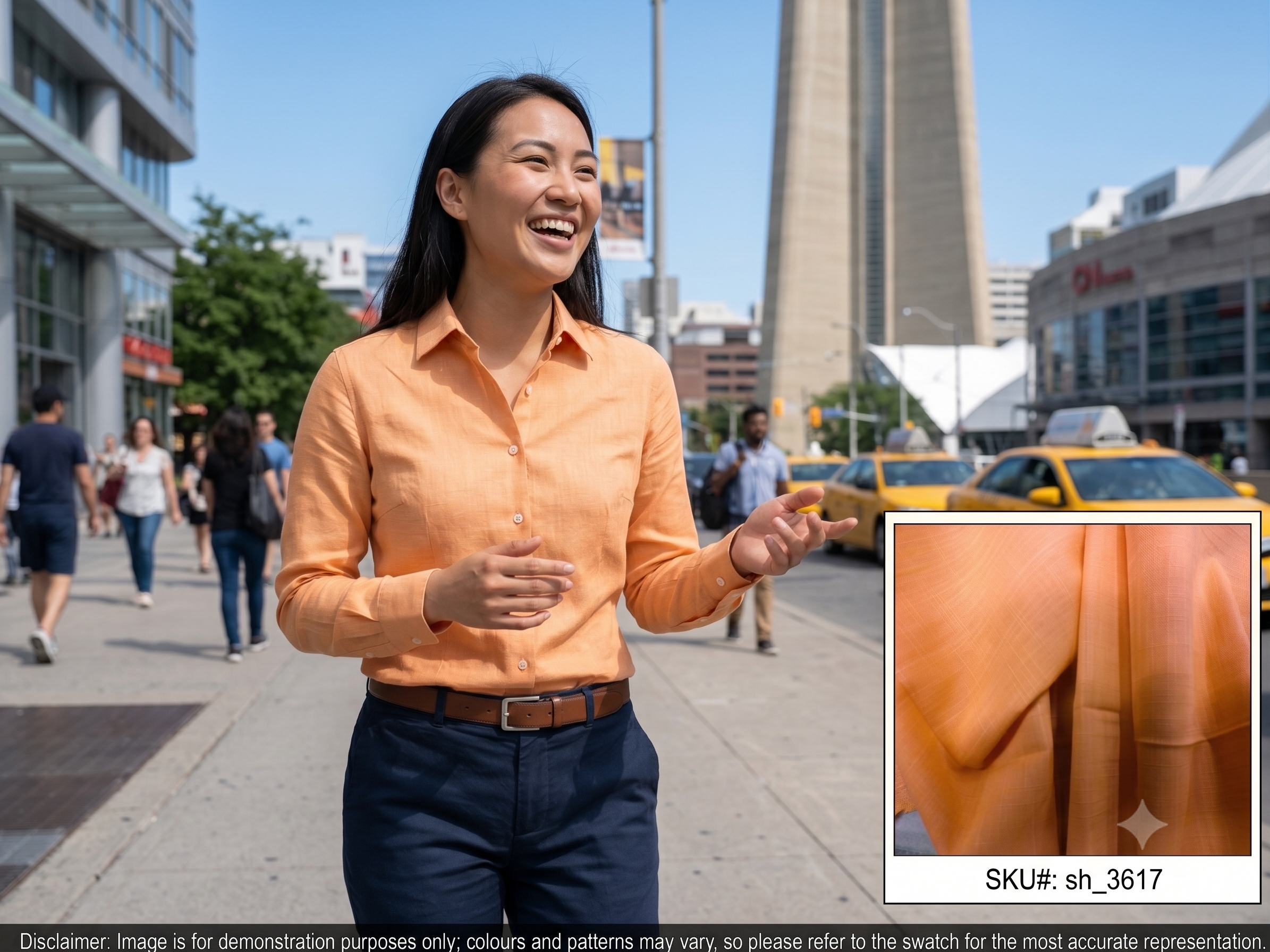Orange Plain Linen Cotton Shirting