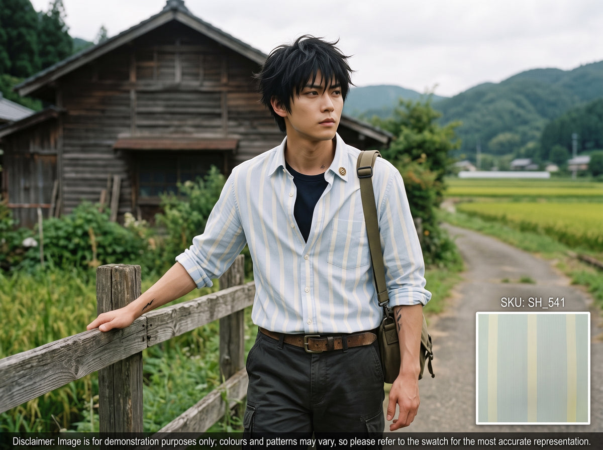 Blue White Stripe Cotton Shirting