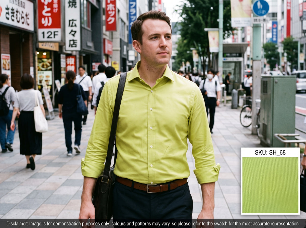 Lime Green Plain Cotton Shirting