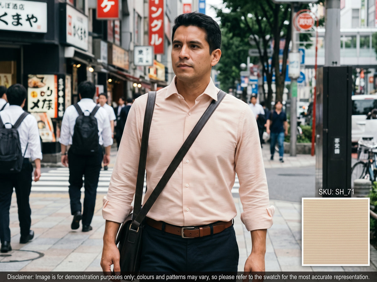 White Pink Stripe Cotton Shirting