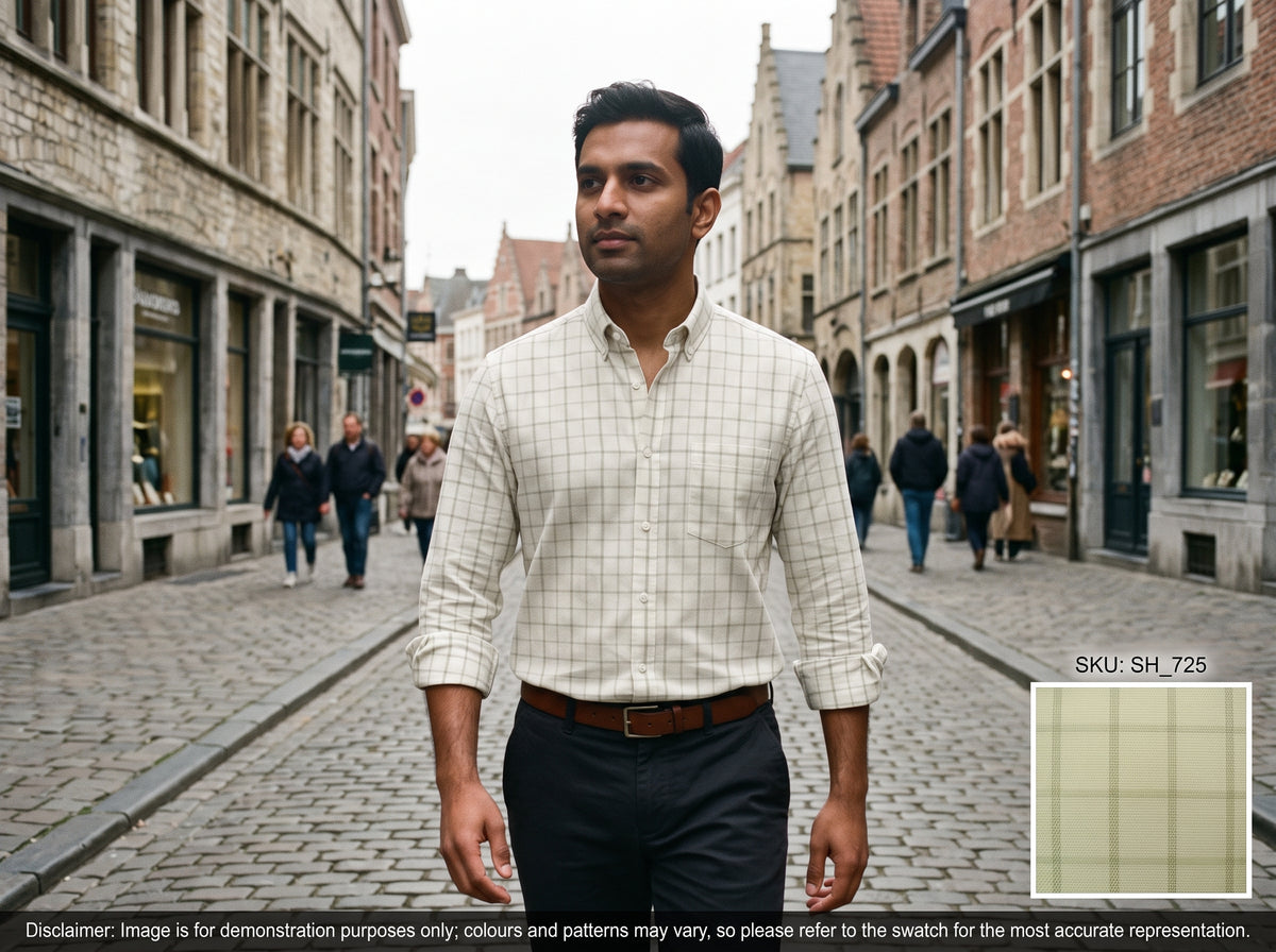 Grey White Check Cotton Shirting