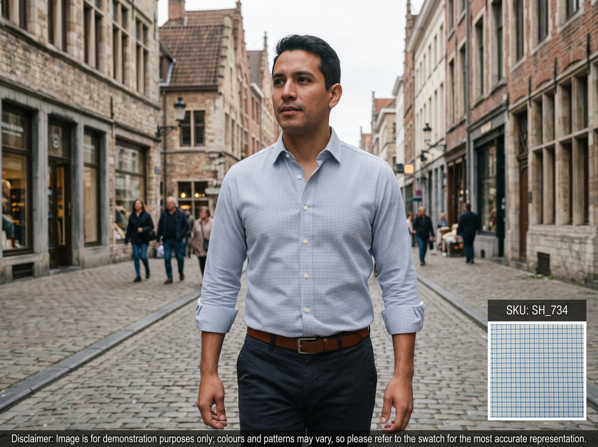 Blue White Check Cotton Shirting