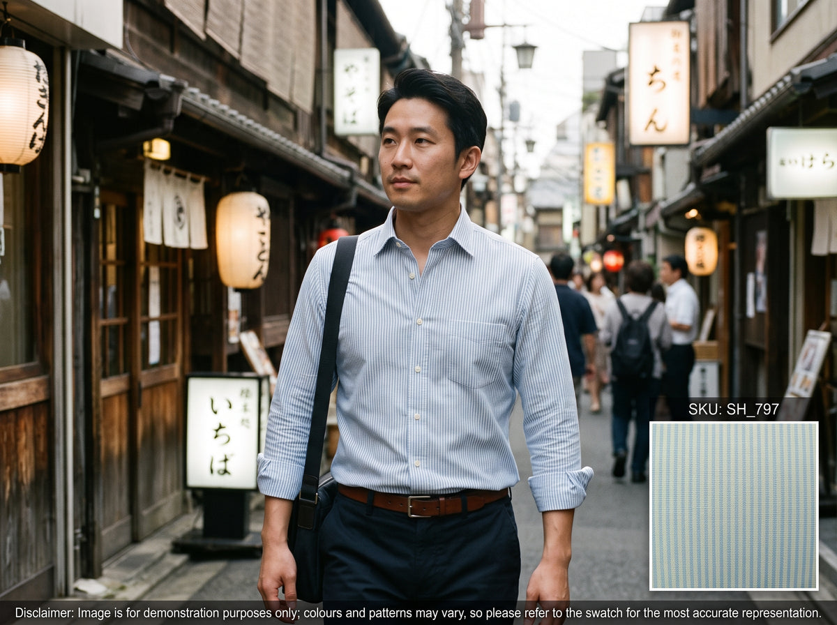 Blue Tonal Stripe Cotton Shirting