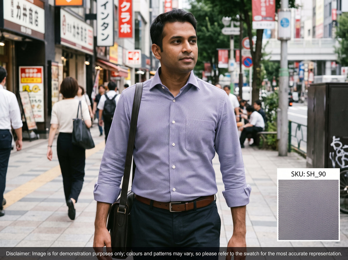 Purple White Plain Cotton Shirting