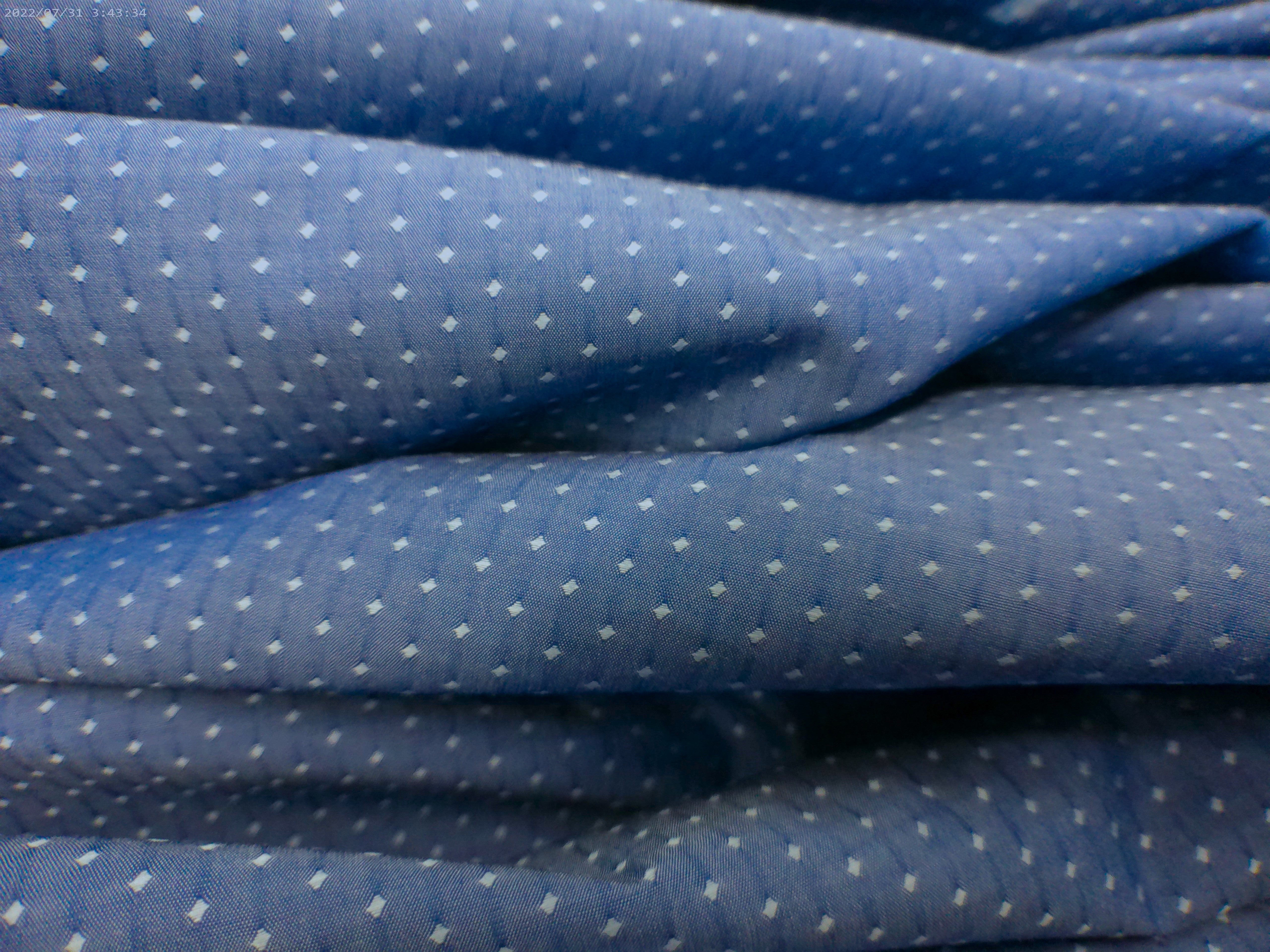 Sky Blue White Pin Dot Cotton Shirting