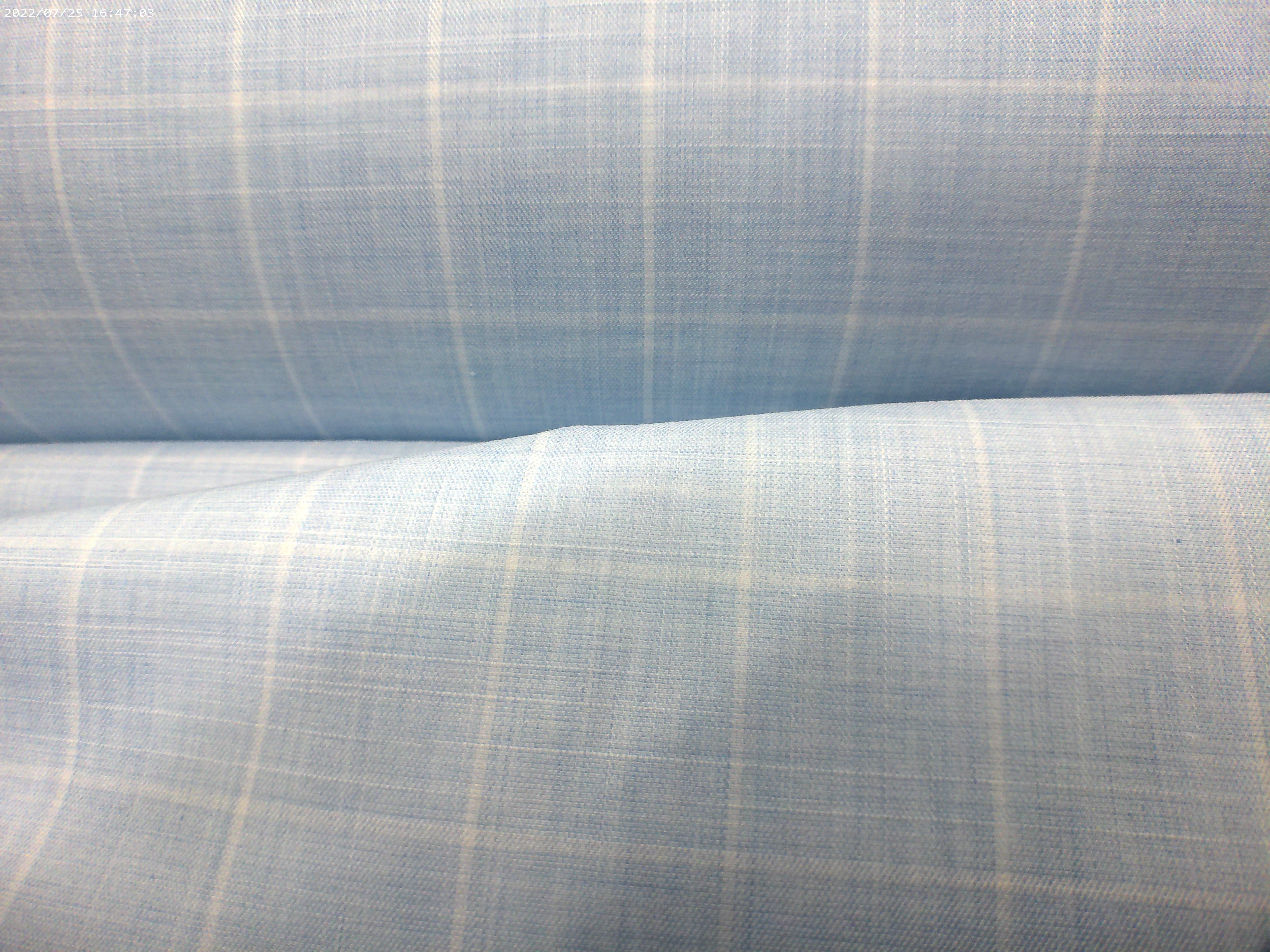 Sky Blue White Windowpane Check Cotton Shirting