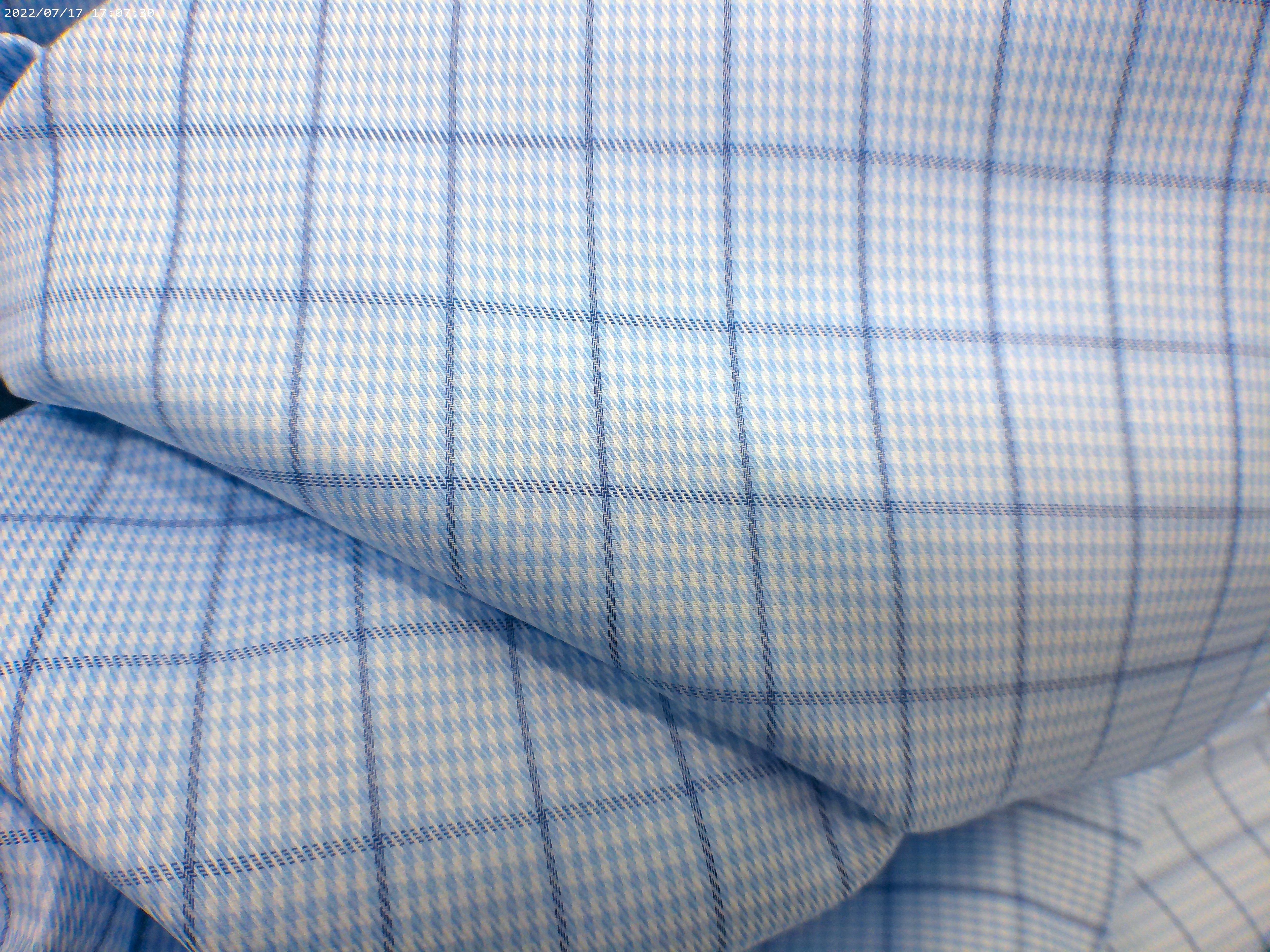 Sky Blue Windowpane Check Cotton Shirting