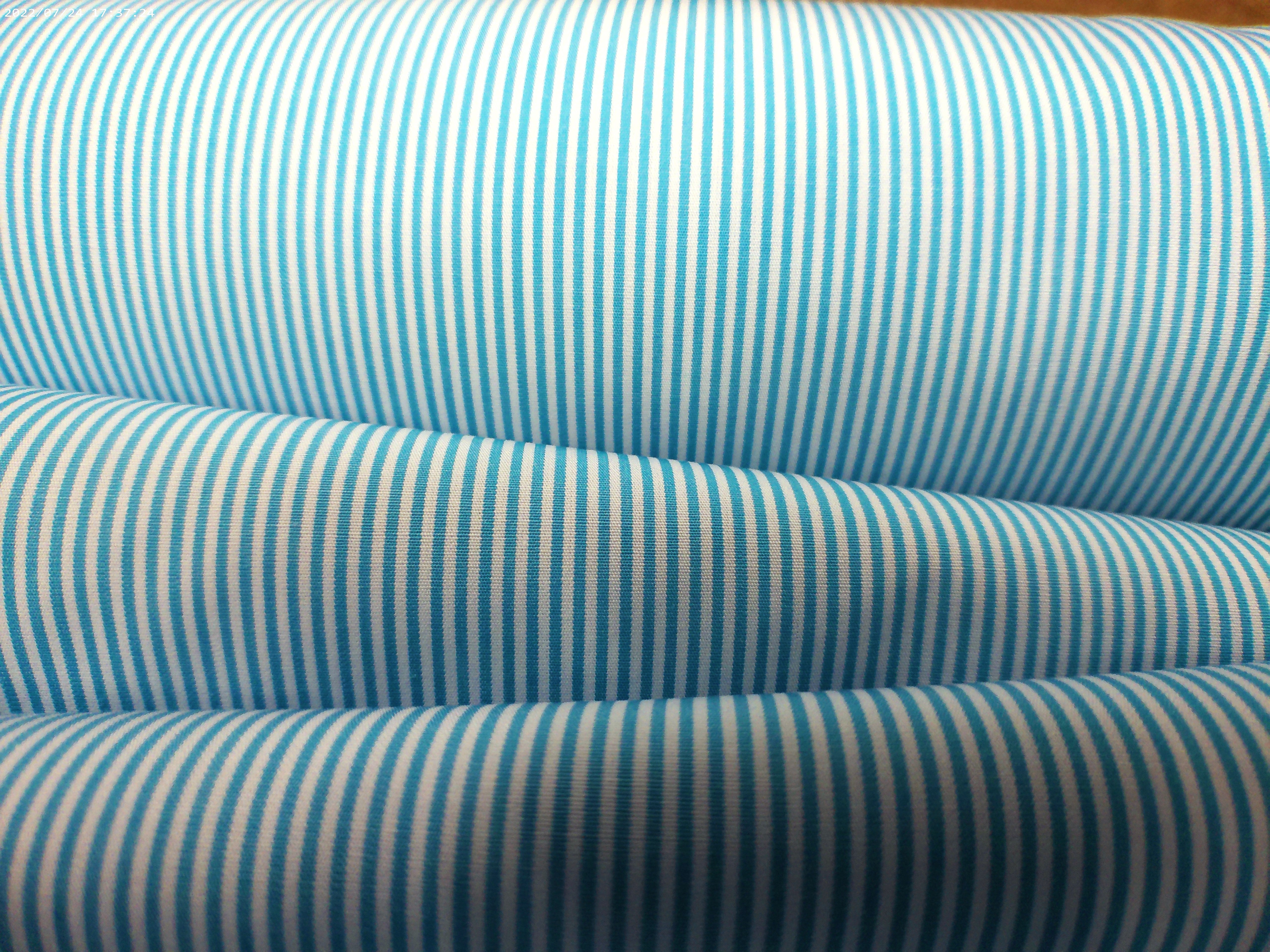 Teal Blue White Stripe Egyptian Cotton Shirting