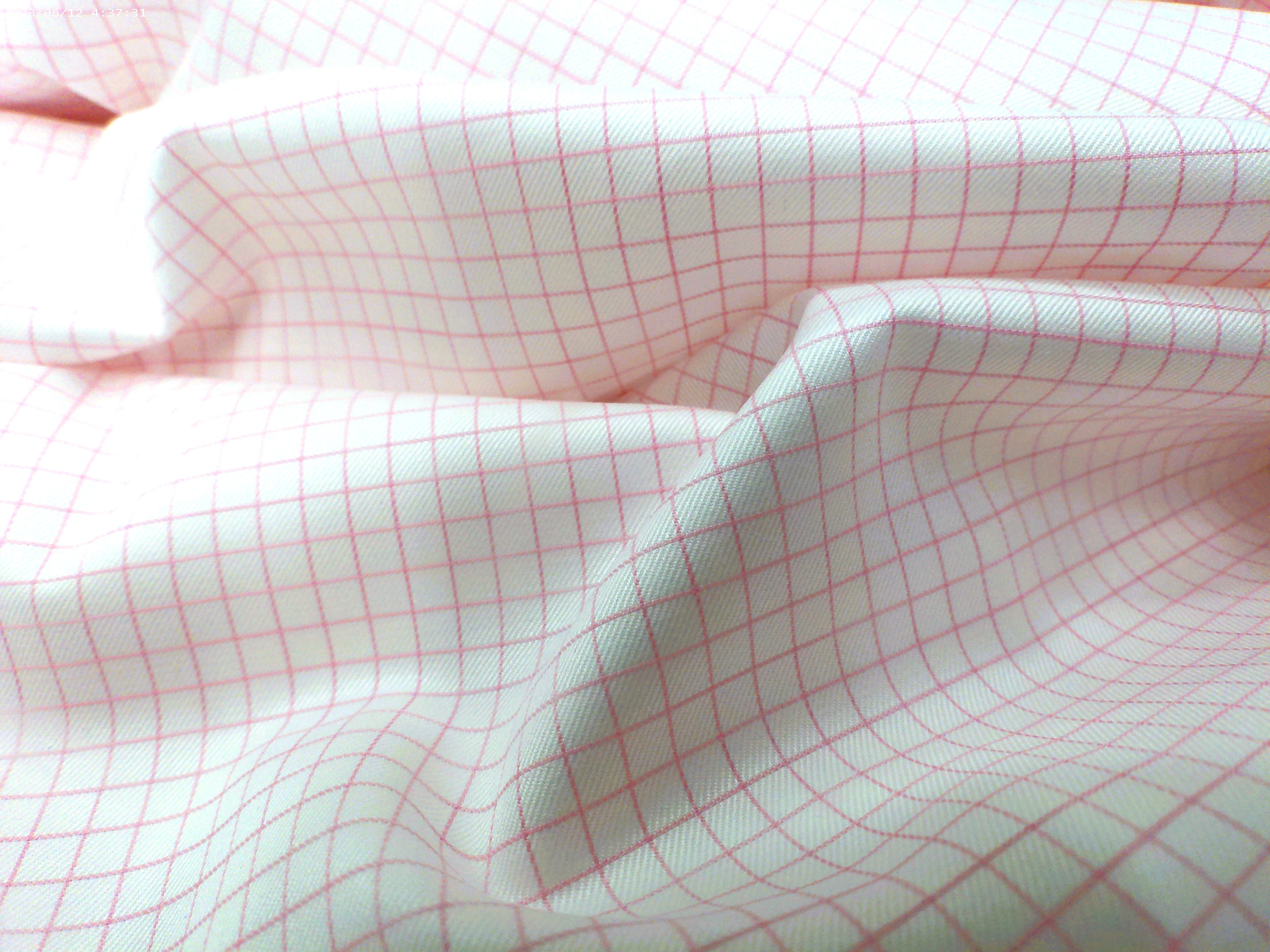 White Pink Check Cotton Shirting