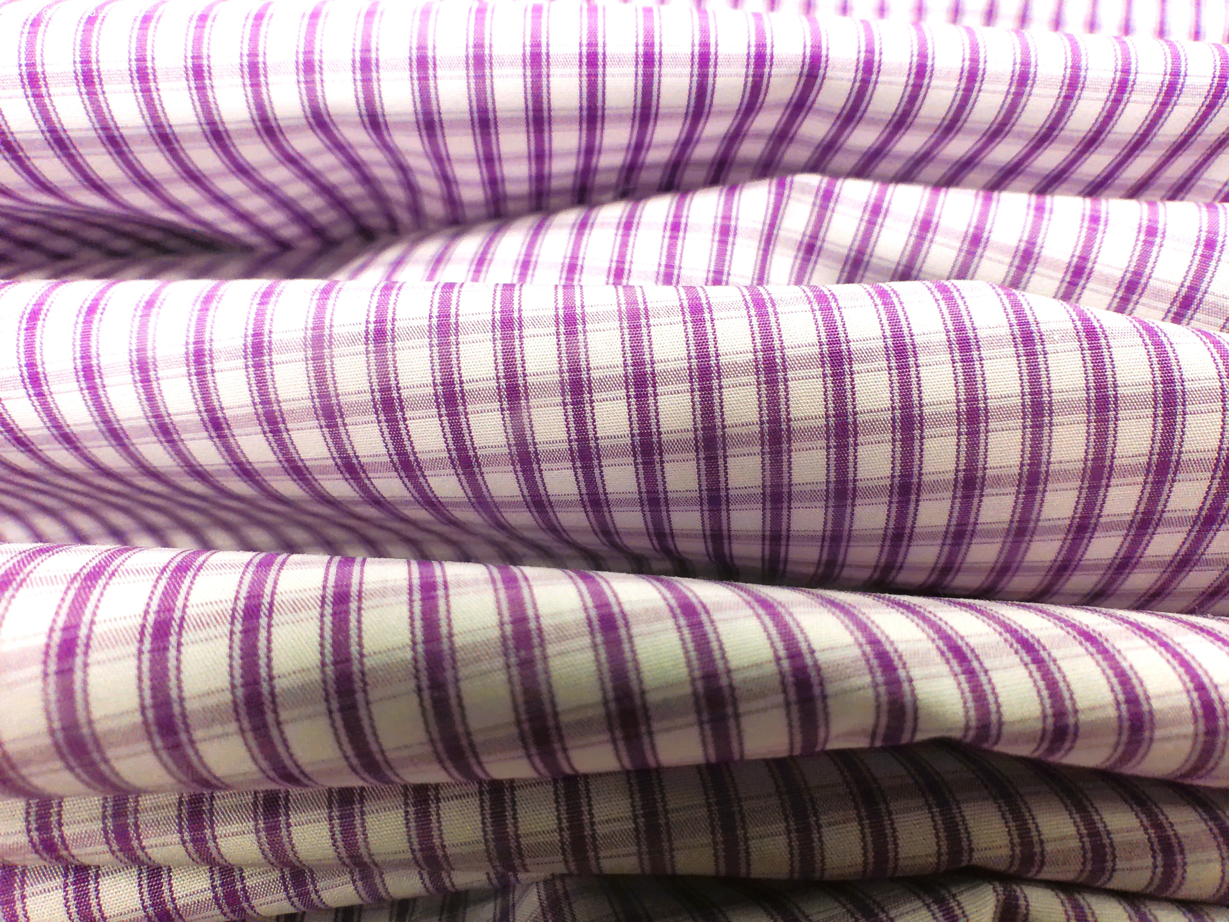 White Purple Check Cotton Dresses Shirting