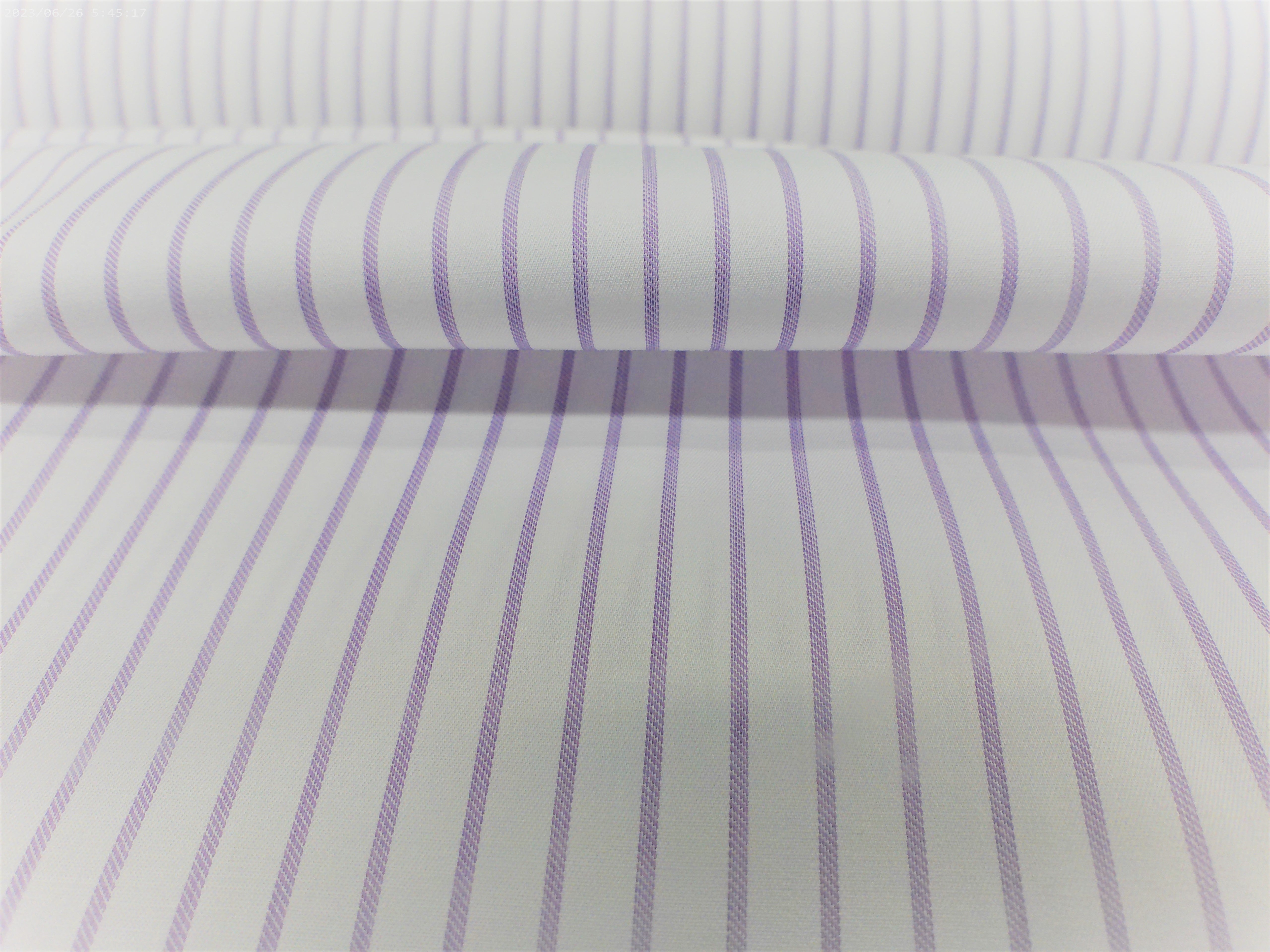 White Purple Stripe Cotton Dresses Shirting