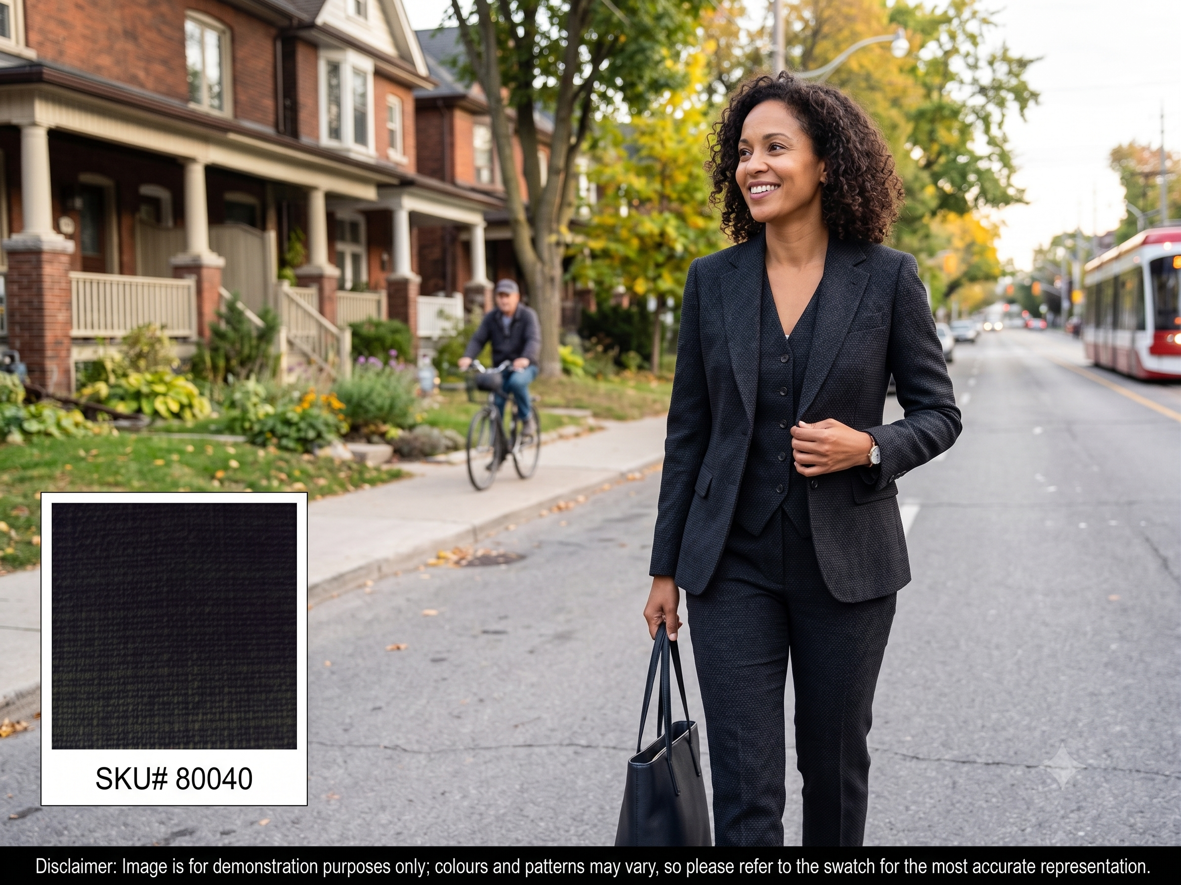 Woman with Black Brown Plain Worsted Wool Suiting