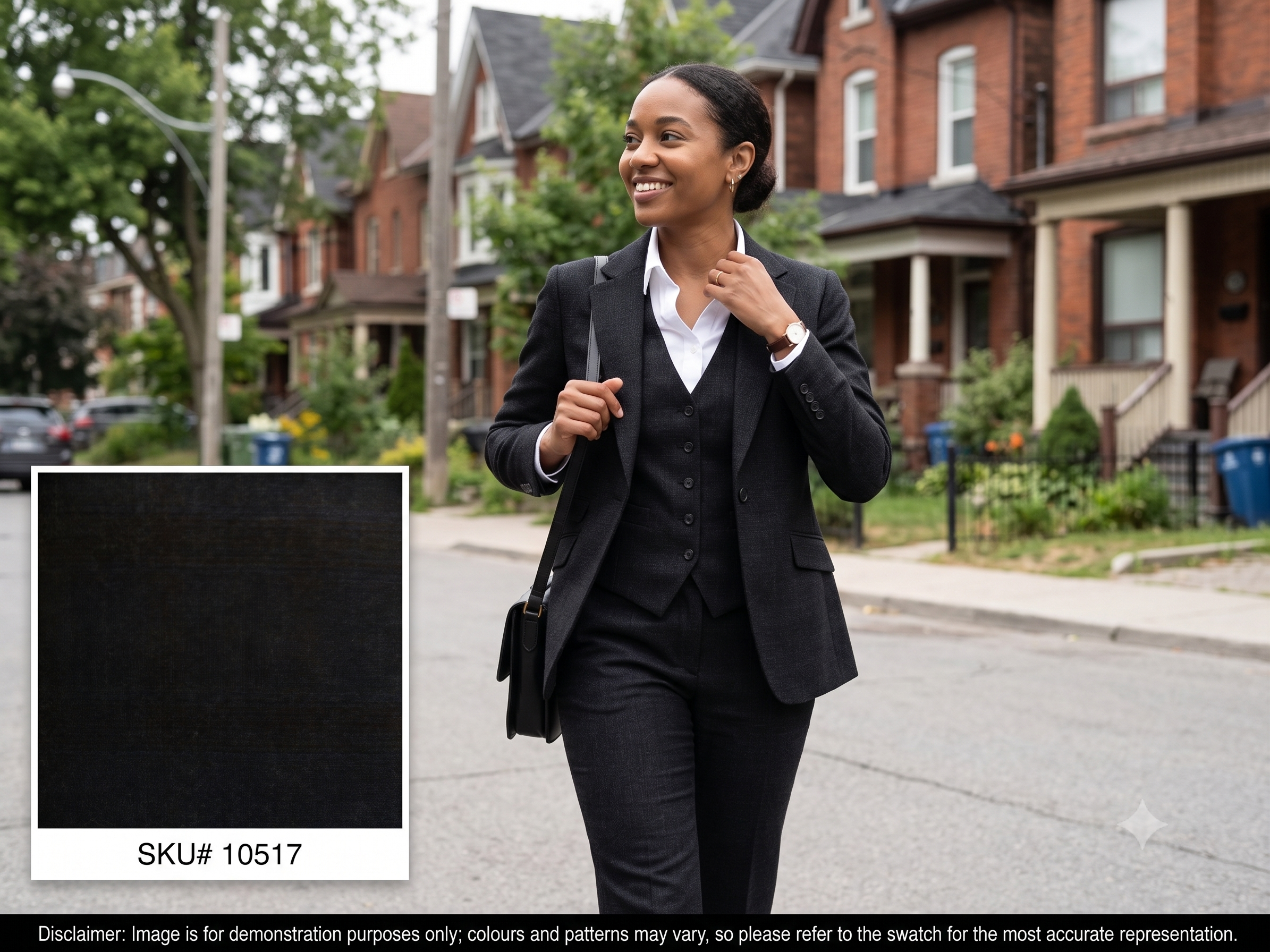 Woman with Charcoal Grey Brown Check Worsted Wool Blazer Suiting