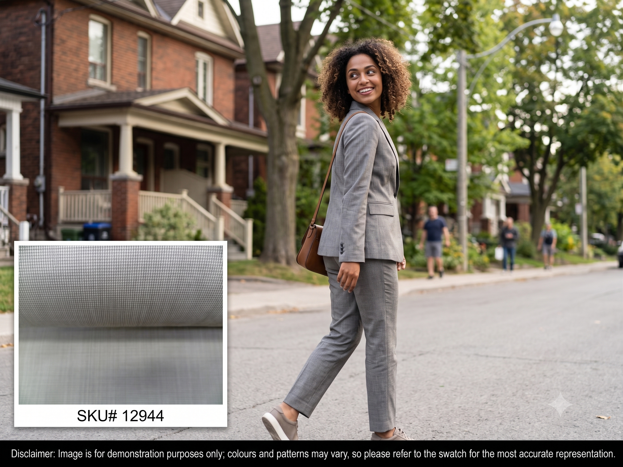 Woman with Grey White Birdseye Worsted Wool Suiting