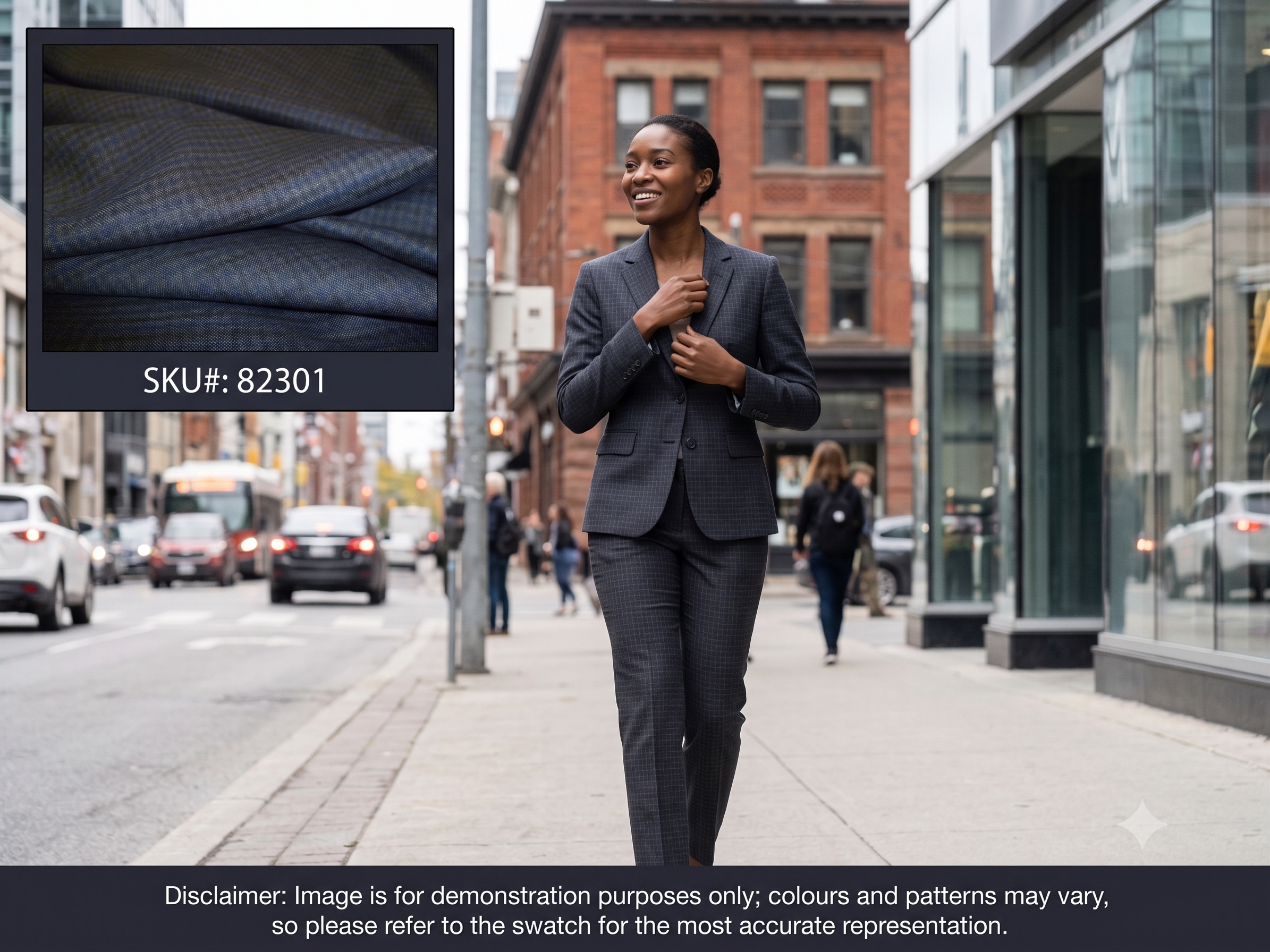 Woman with Multicolour Check Wool Blazer Suiting