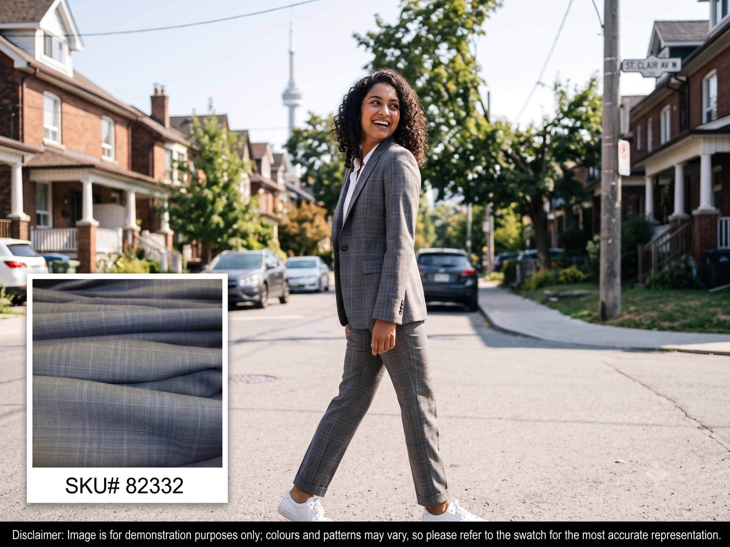 Woman with Multicolour Check Worsted Wool Suiting